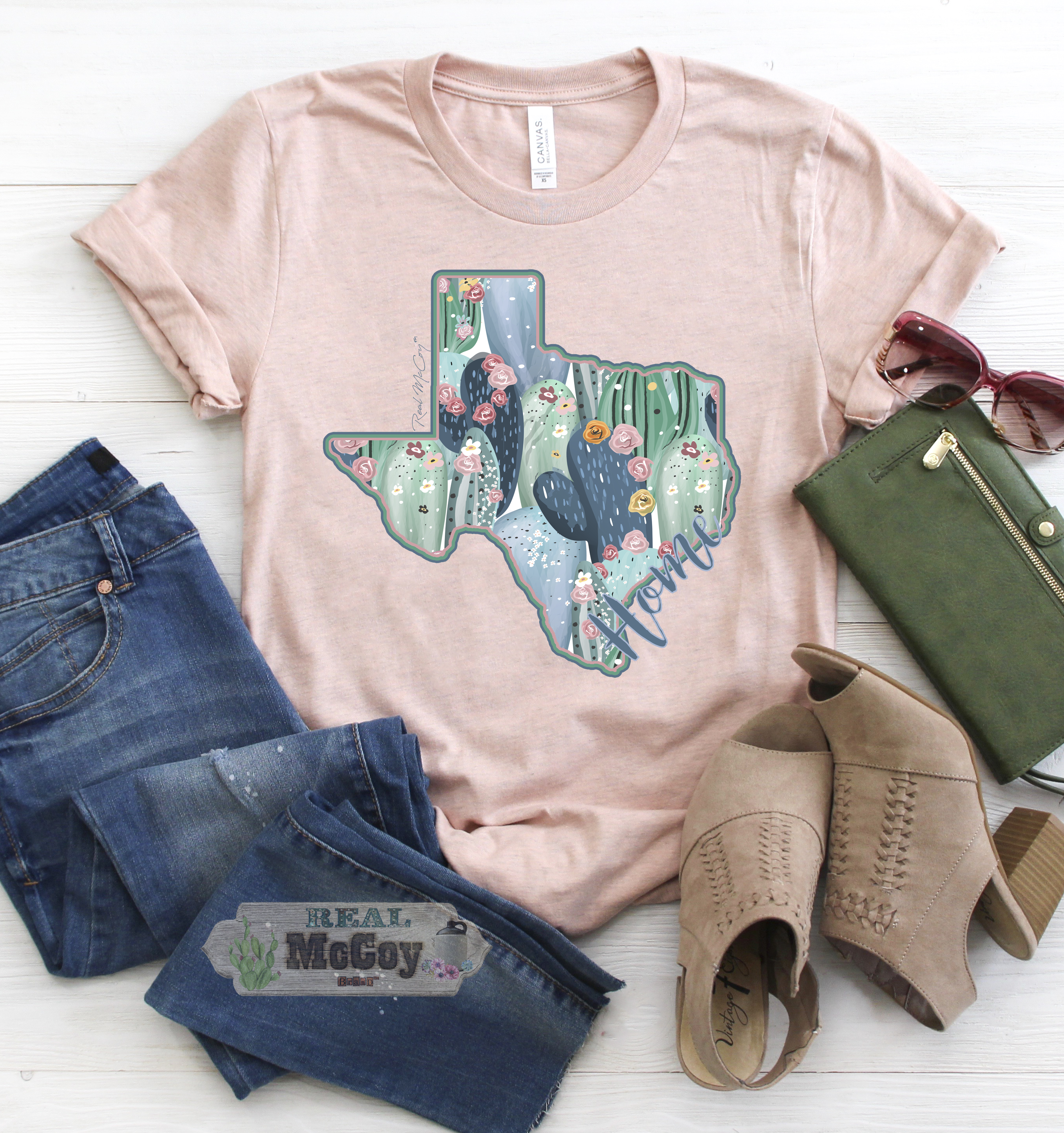 Pastel Cactus State Shape Tee