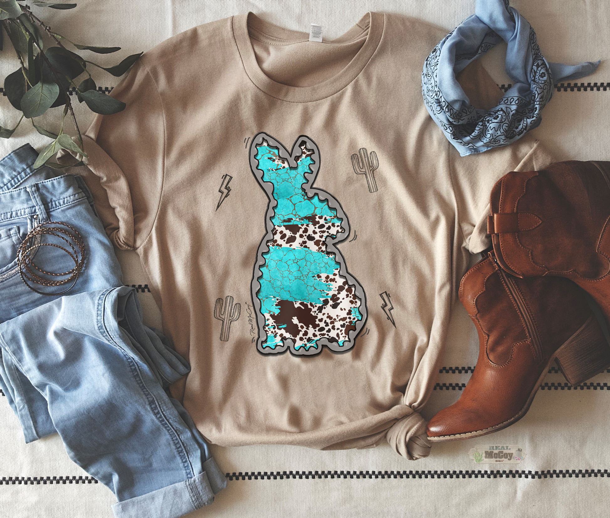 Turquoise & Hide Bunny Tee