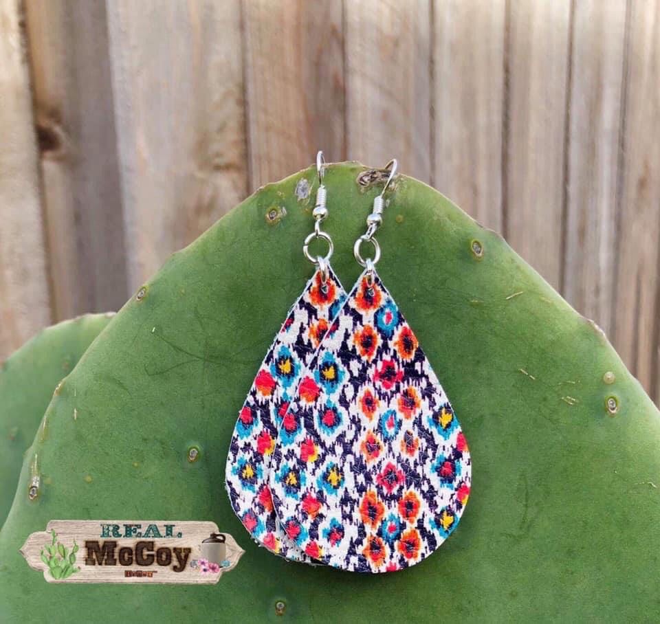 Neon Cheetah Leather Earrings