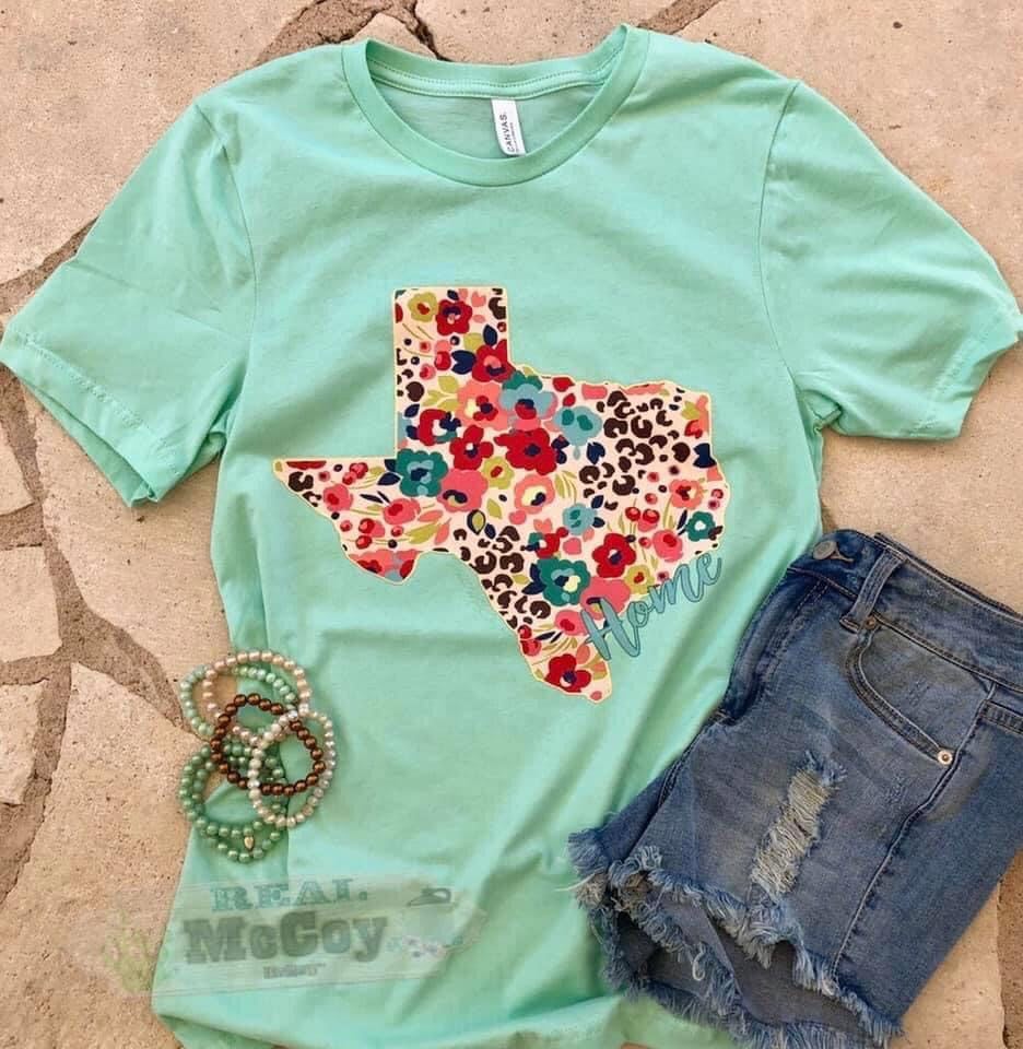 Floral Cheetah State Tee (Color & State Options)