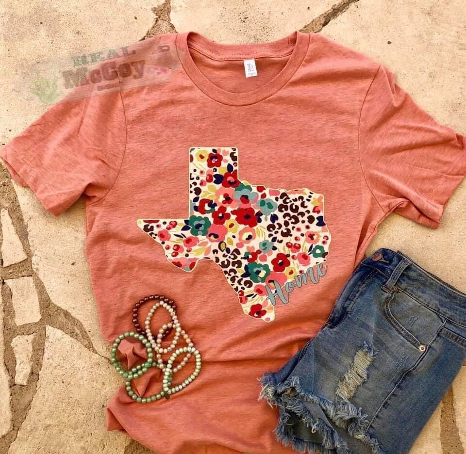 Floral Cheetah State Tee (Color & State Options)