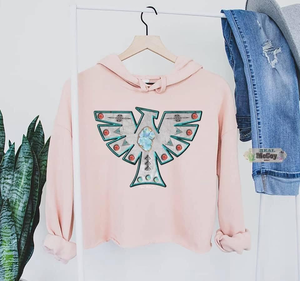 Turquoise Phoenix Crop Hoodie
