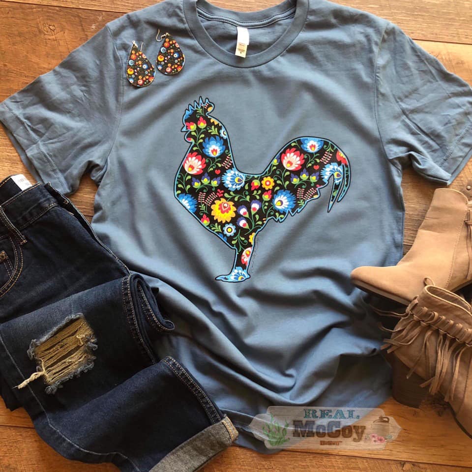Fiesta Floral Rooster Tee