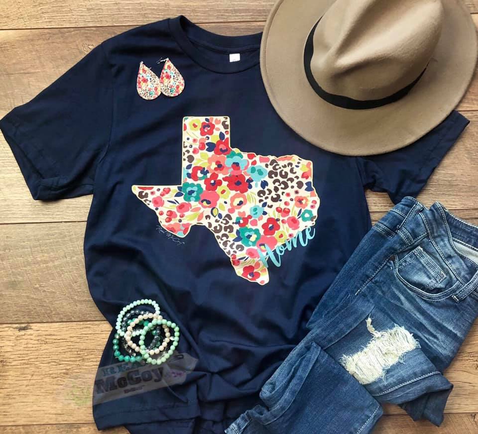 Floral Cheetah State Tee (Color & State Options)