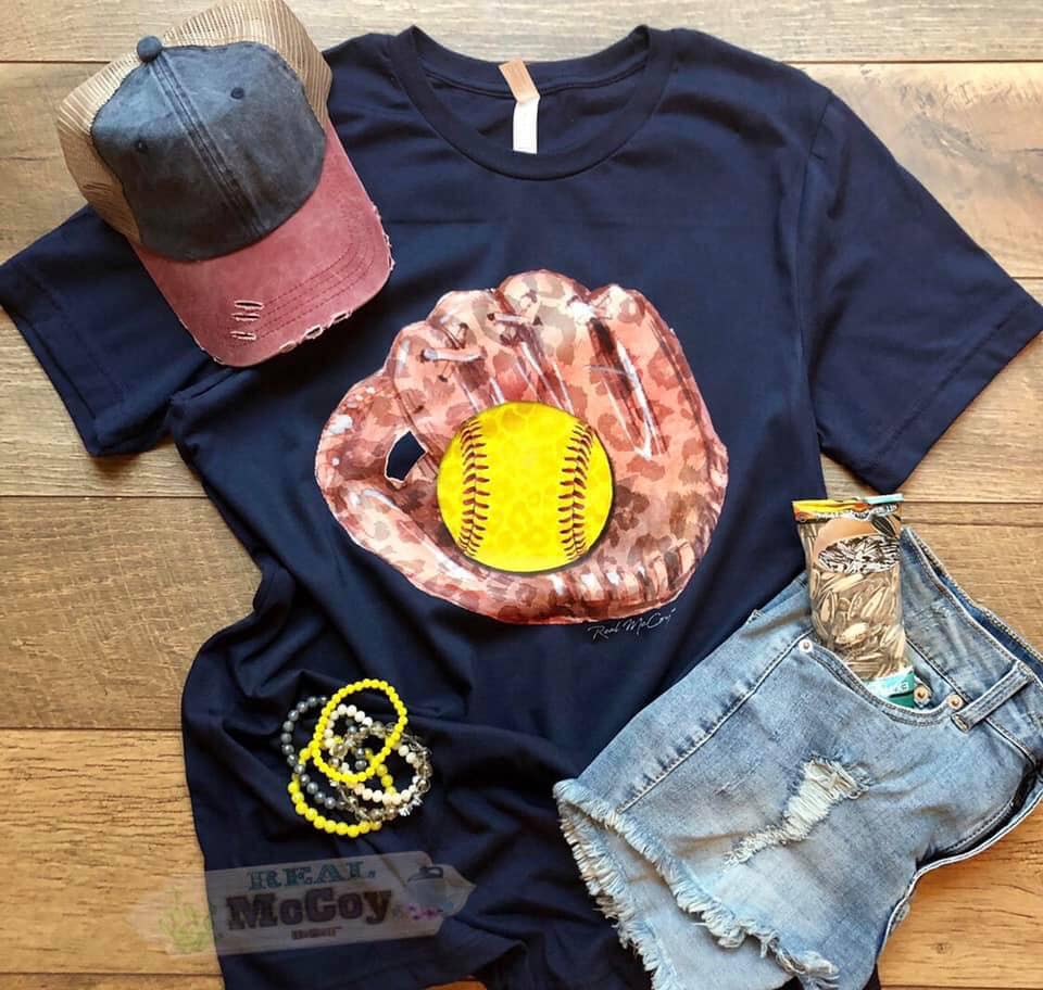 Leopard Softball Mitt Tee