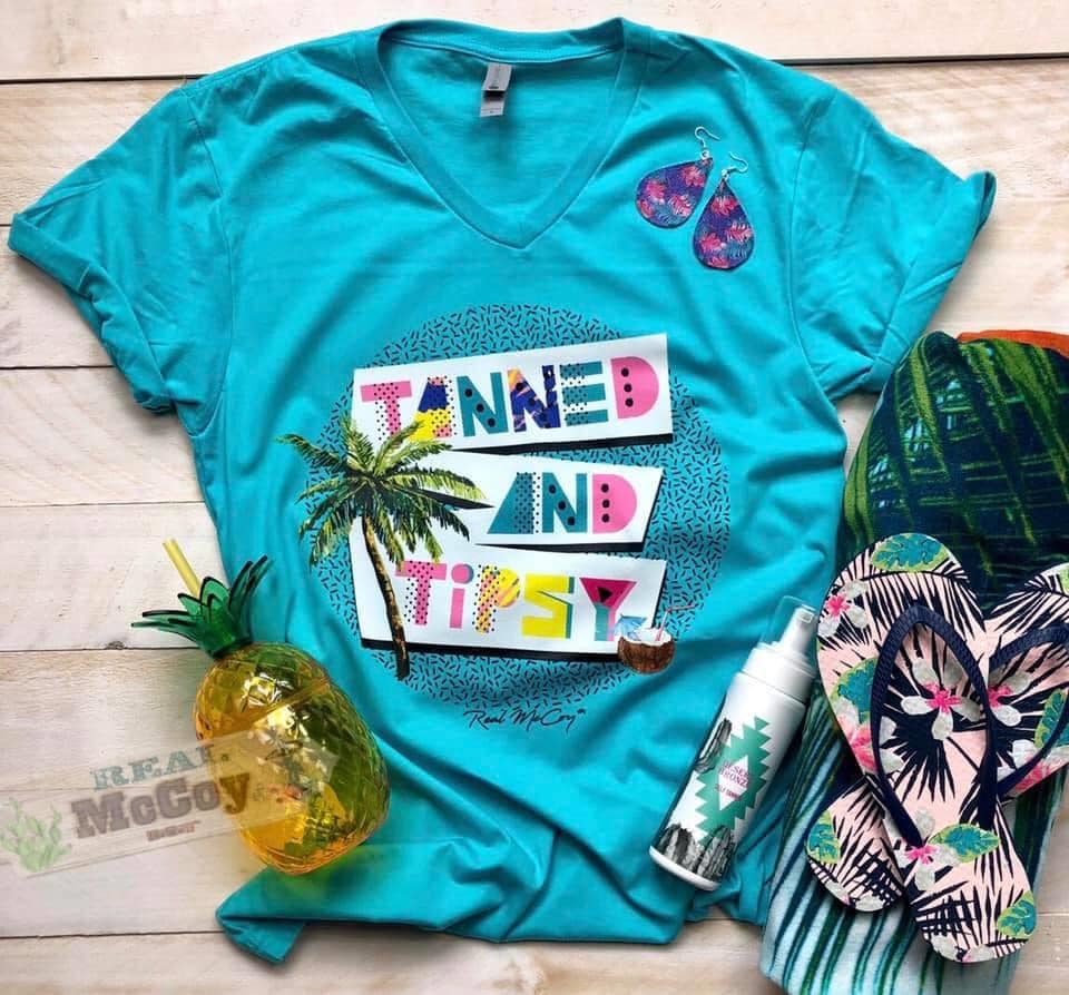 Tanned & Tipsy Tee (V Neck & Crew)