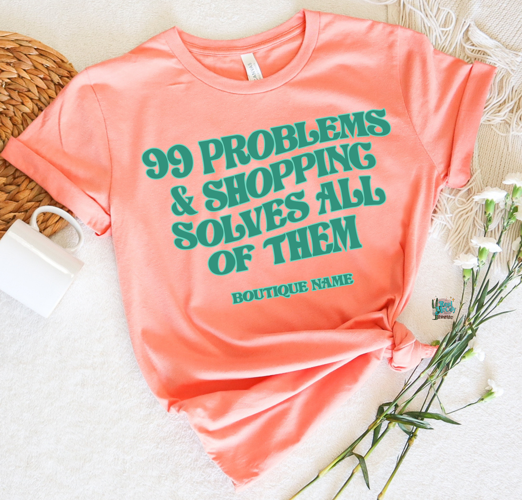 Shopping Solves All Tee (Boutique Name+ ANY COLOR COMBO on DTG)