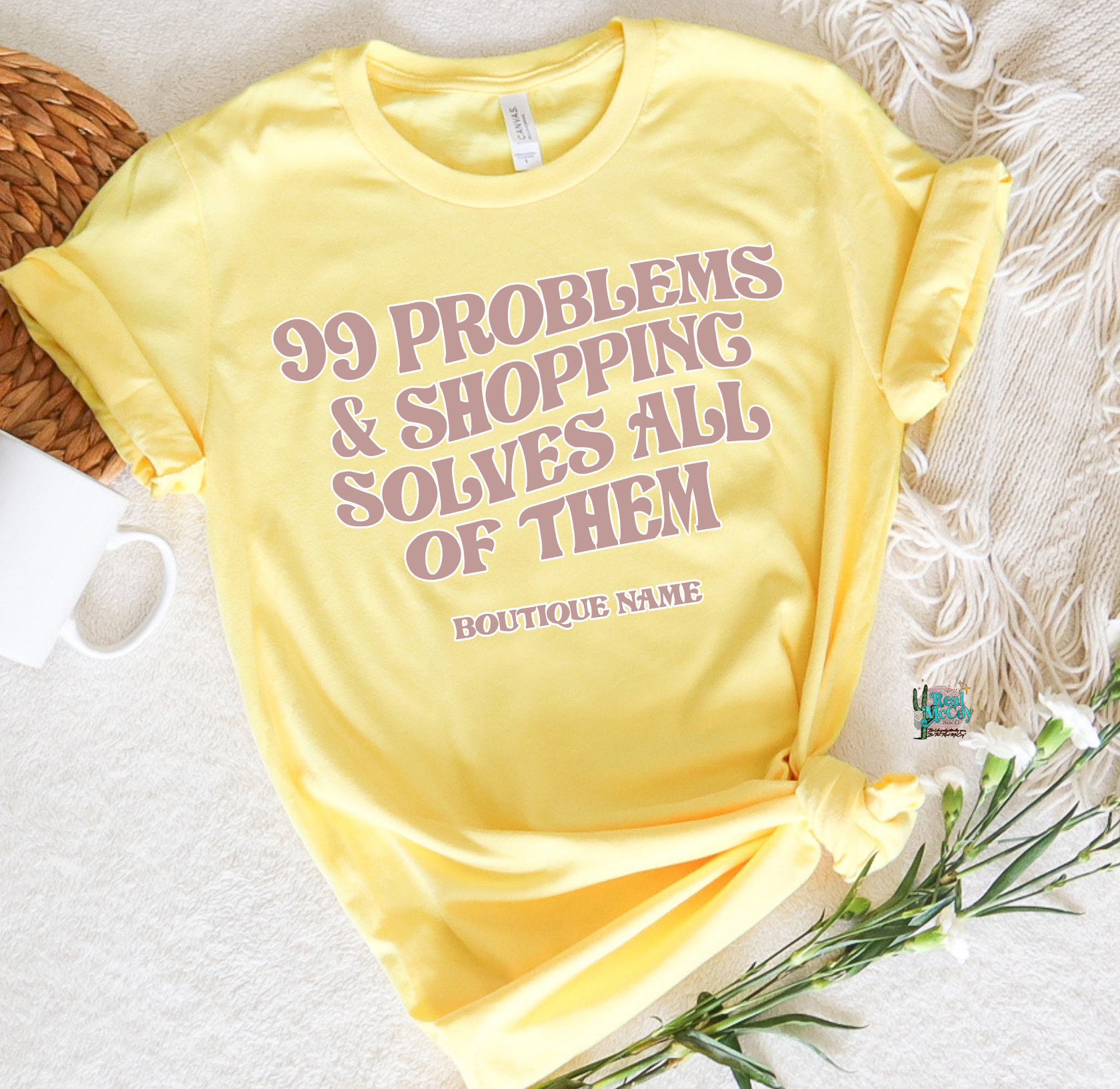 Shopping Solves All Tee (Boutique Name+ ANY COLOR COMBO on DTG)