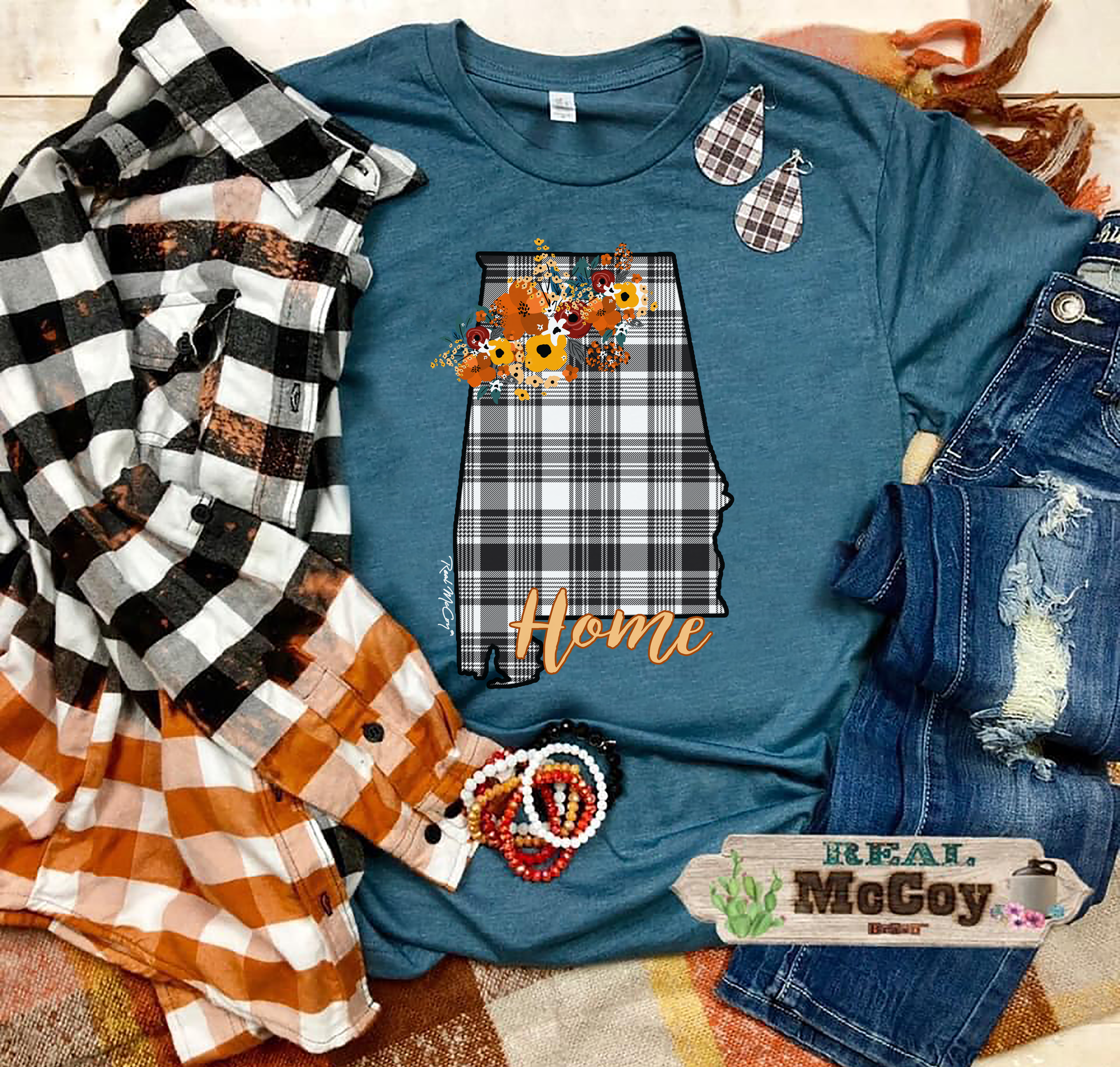 Fall Plaid State Tee