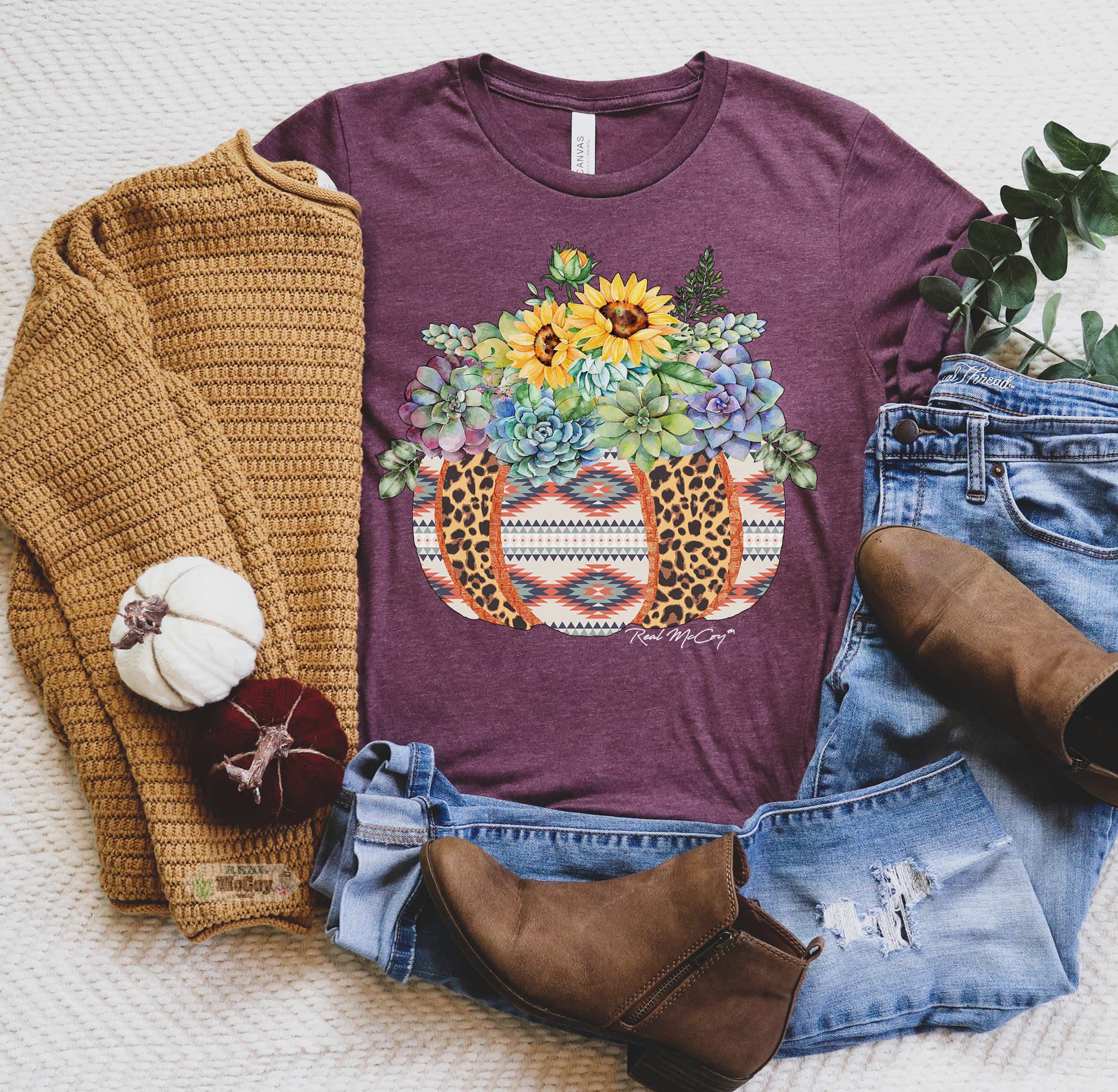Aztec Succulent Pumpkin Tee