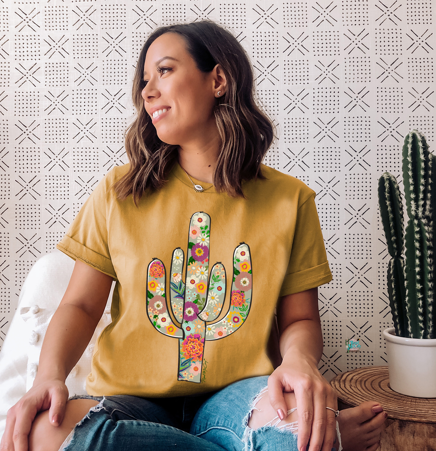 Fiesta Floral Cactus Tee (Color Options)