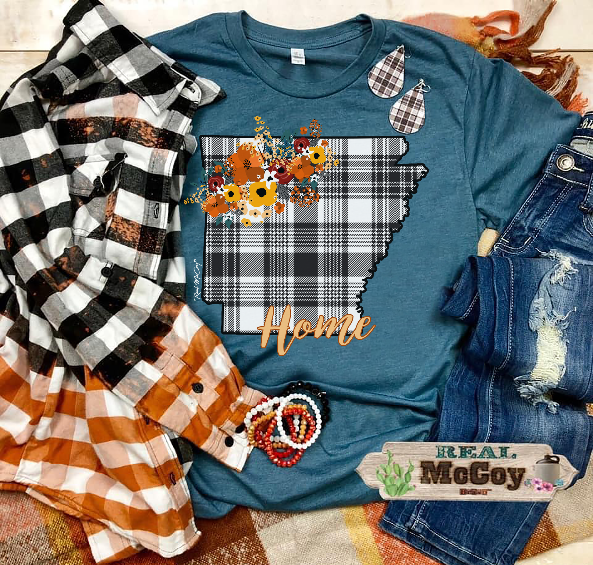 Fall Plaid State Tee
