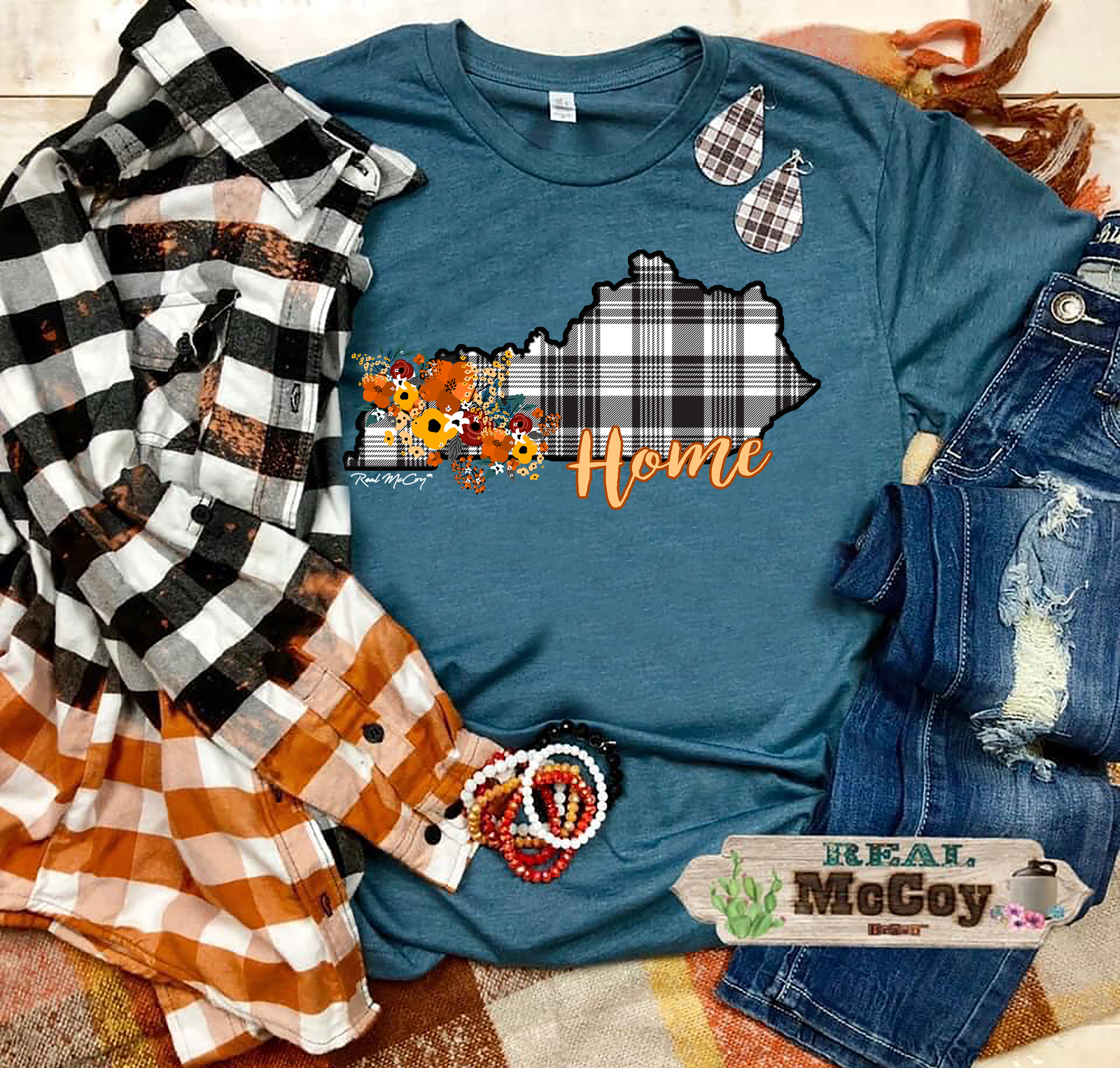 Fall Plaid State Tee