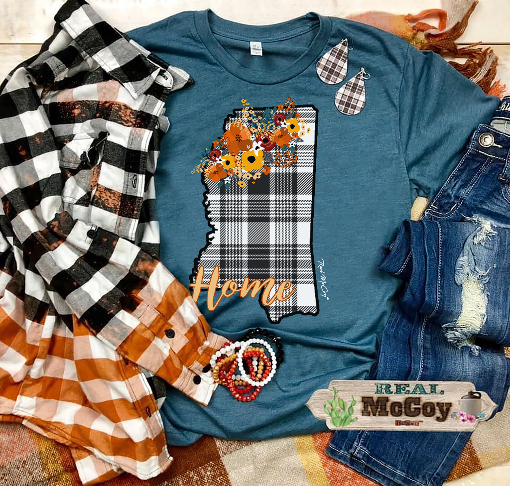 Fall Plaid State Tee