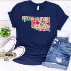 Floral Cheetah State Tee (Color & State Options)