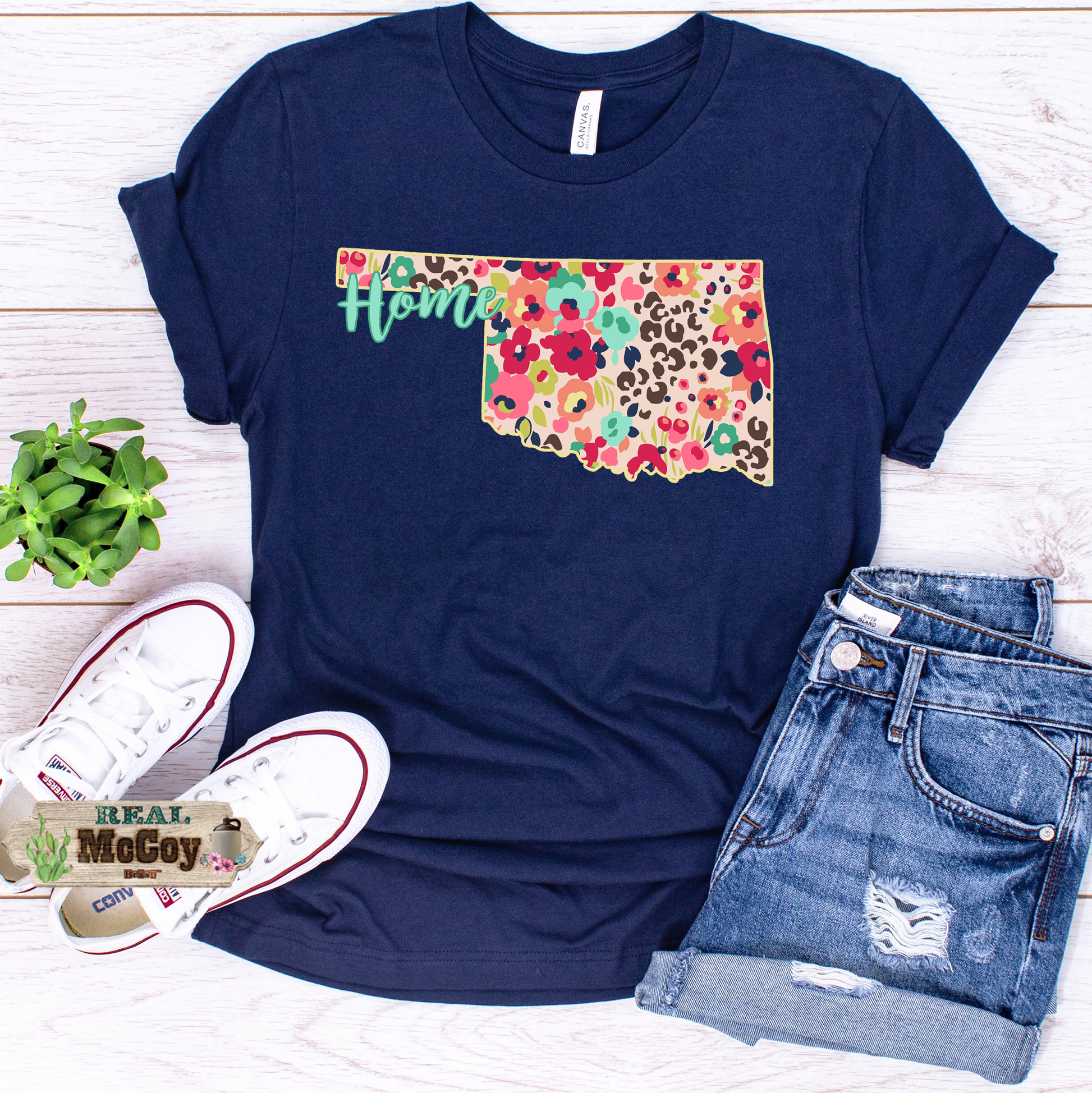 Floral Cheetah State Tee (Color & State Options)