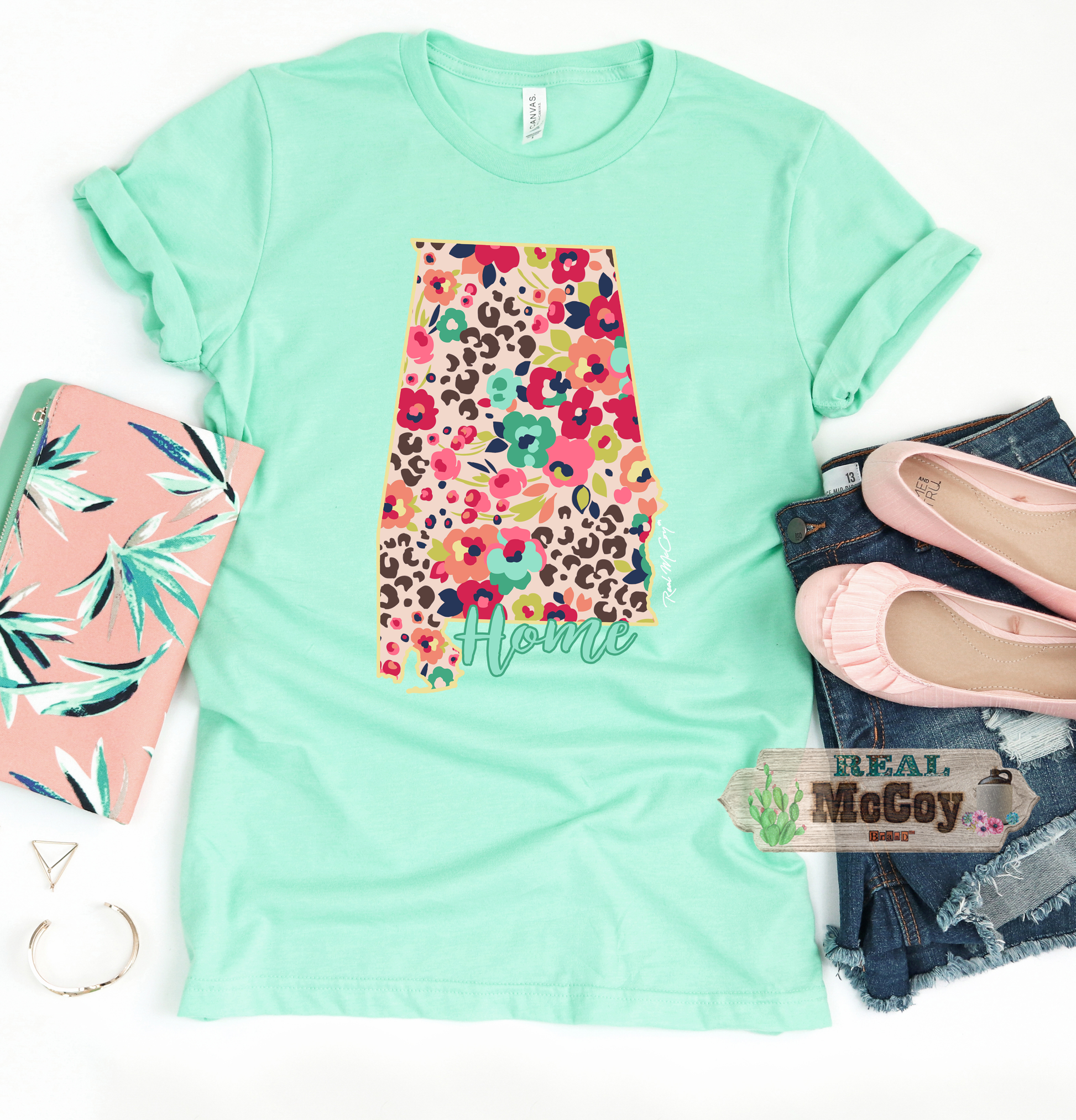 Floral Cheetah State Tee (Color & State Options)