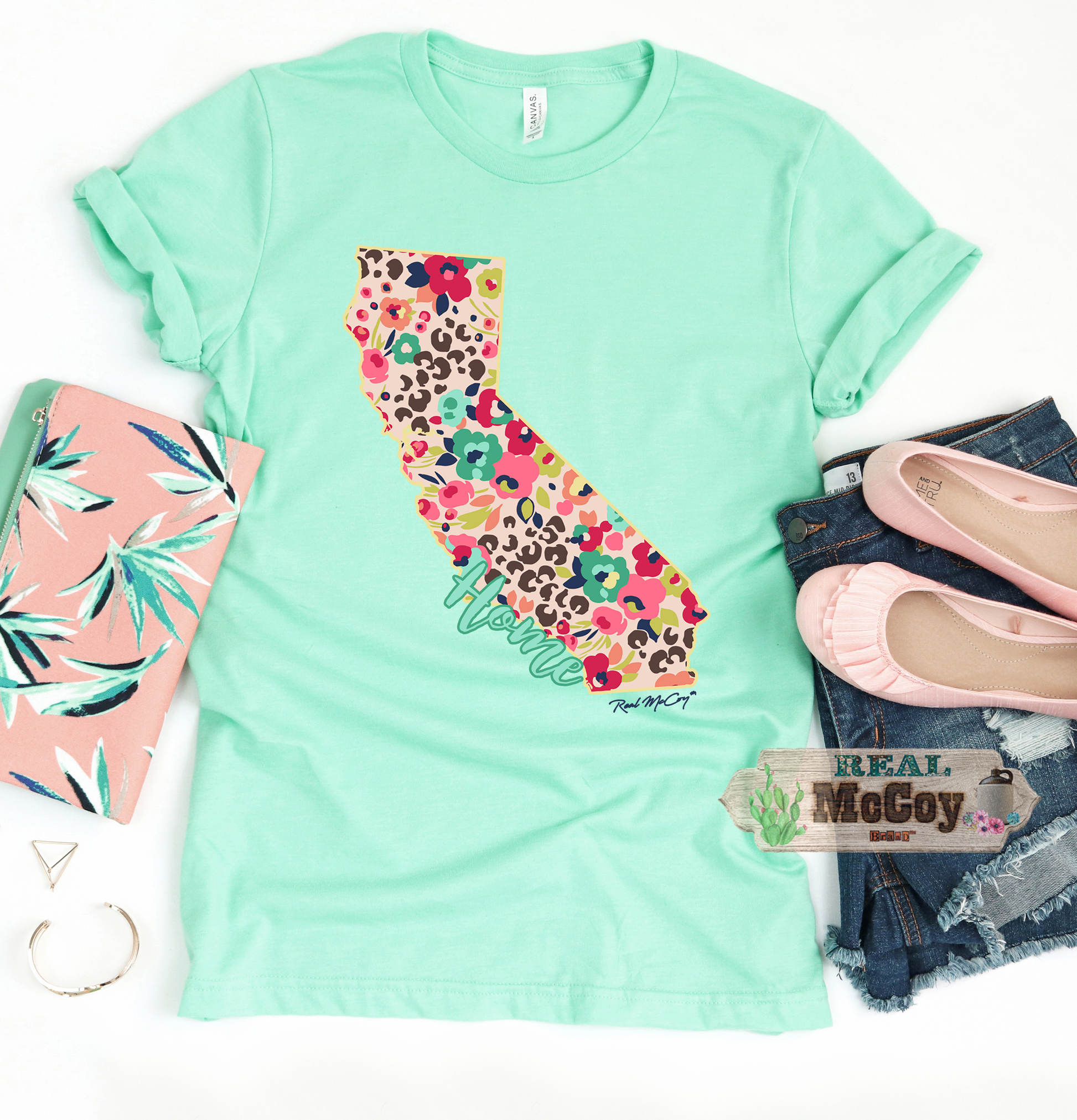Floral Cheetah State Tee (Color & State Options)