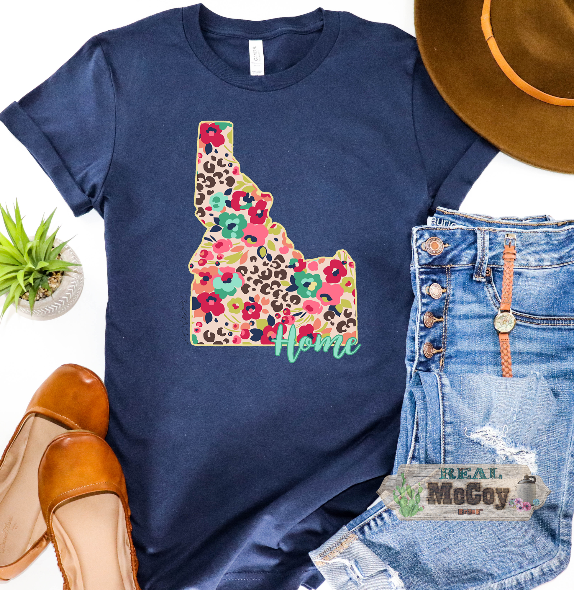 Floral Cheetah State Tee (Color & State Options)