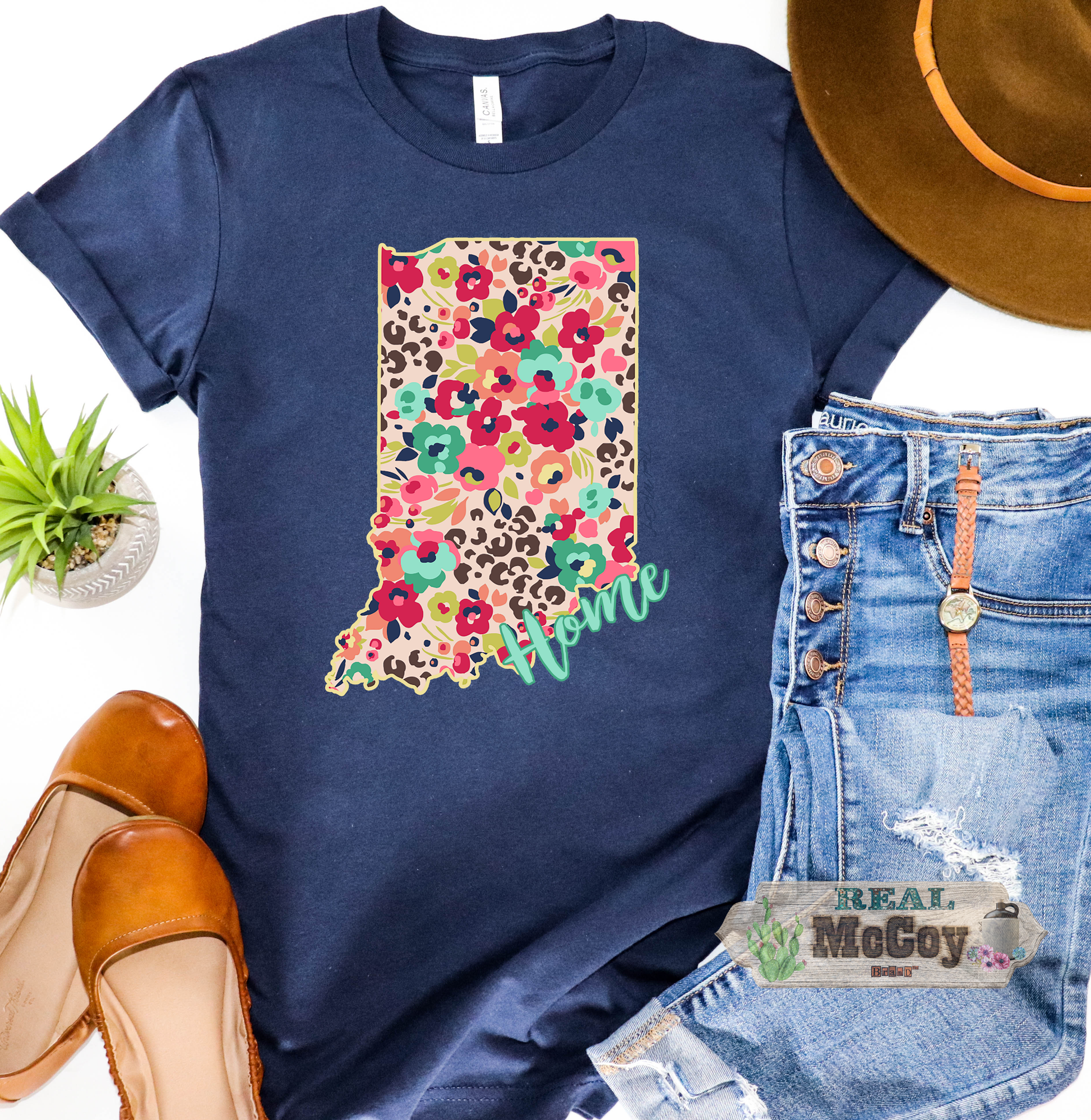 Floral Cheetah State Tee (Color & State Options)