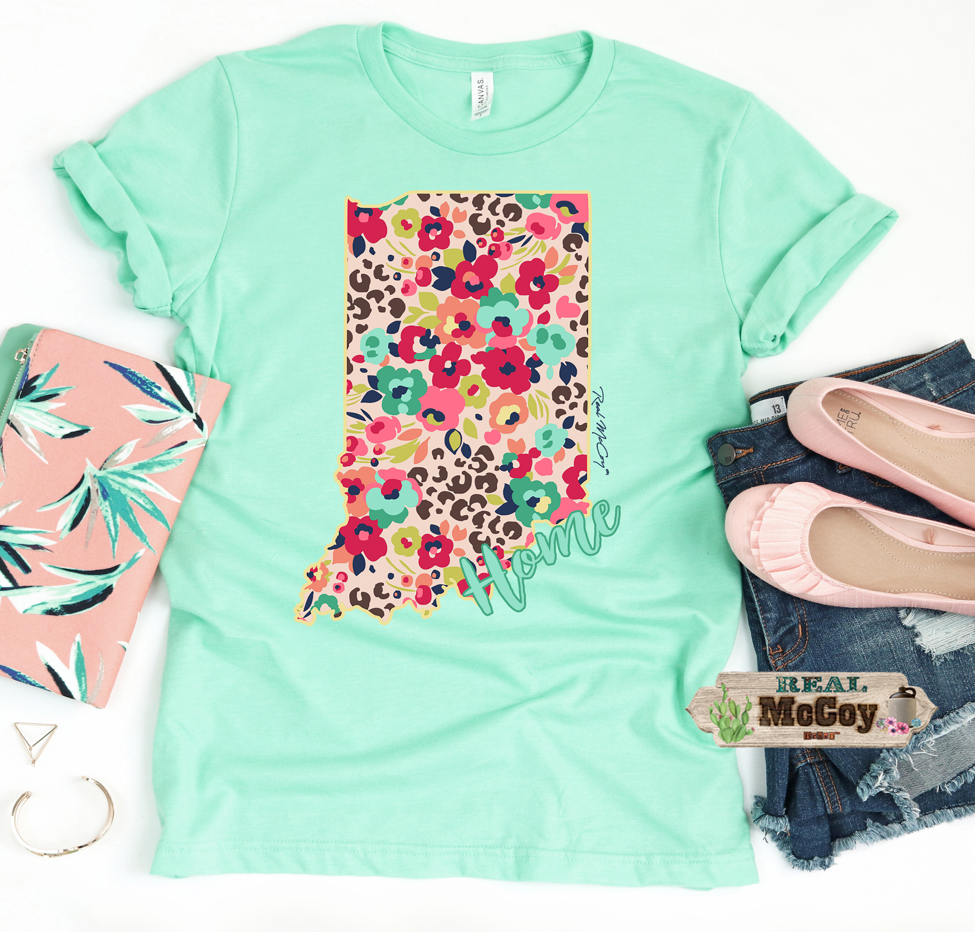 Floral Cheetah State Tee (Color & State Options)