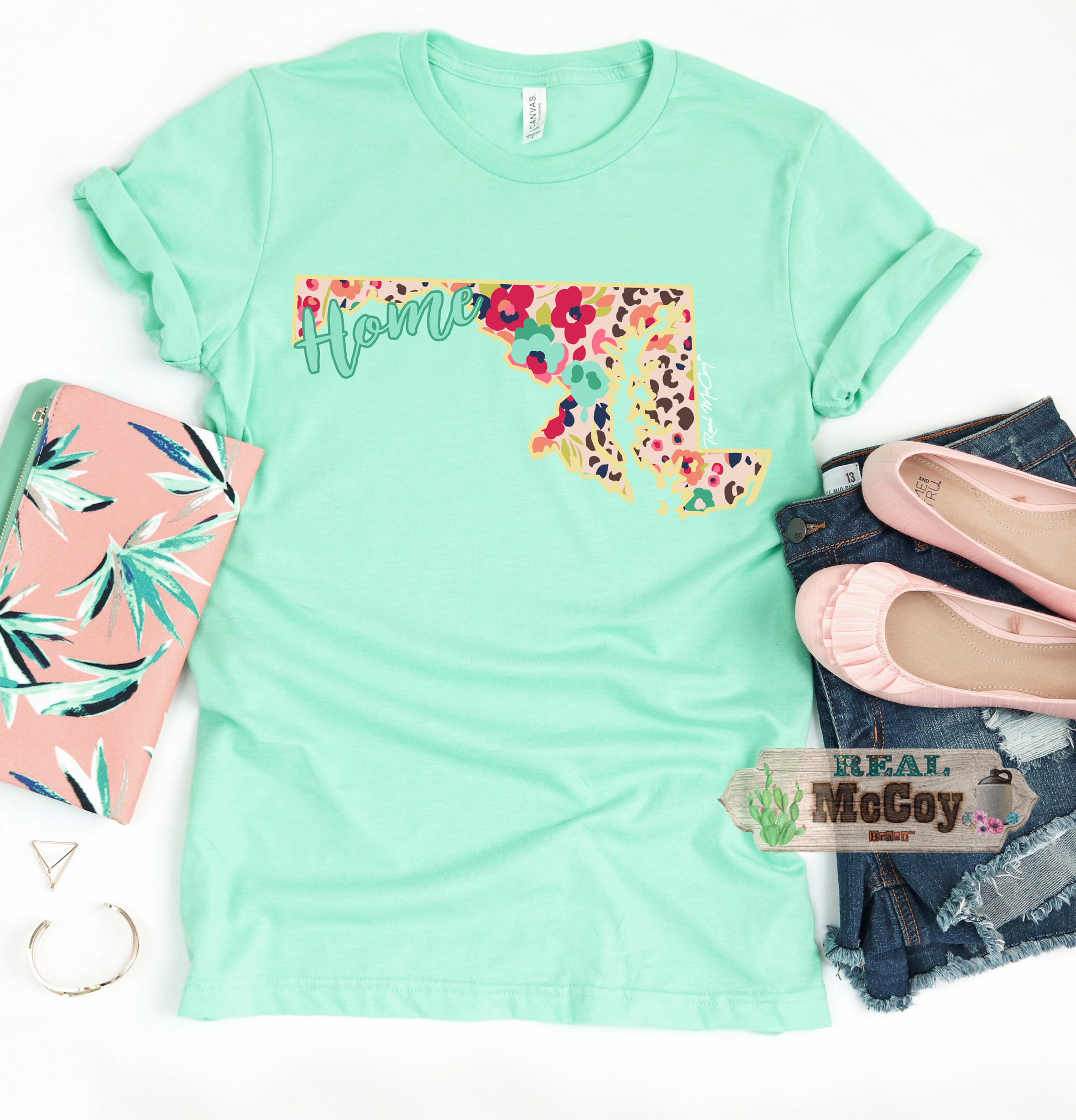 Floral Cheetah State Tee (Color & State Options)