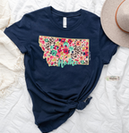 Floral Cheetah State Tee (Color & State Options)