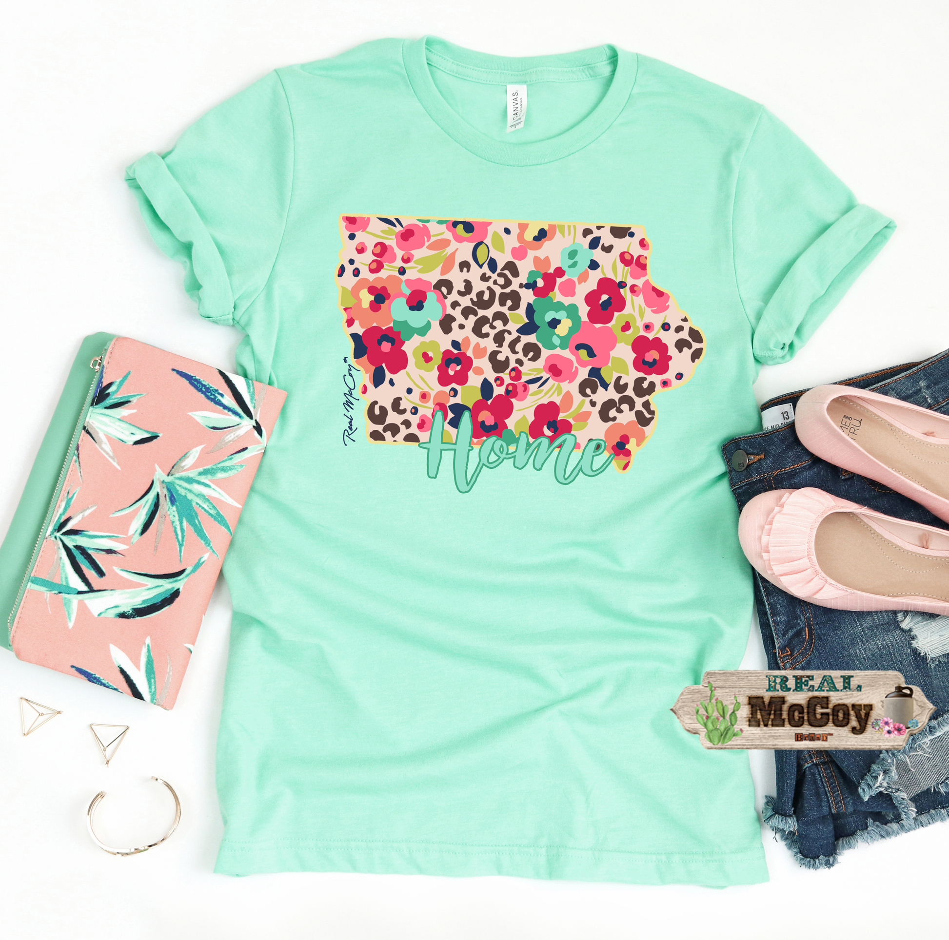 Floral Cheetah State Tee (Color & State Options)