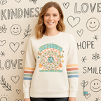 Kind World Striped Sleeve Sweatshirt