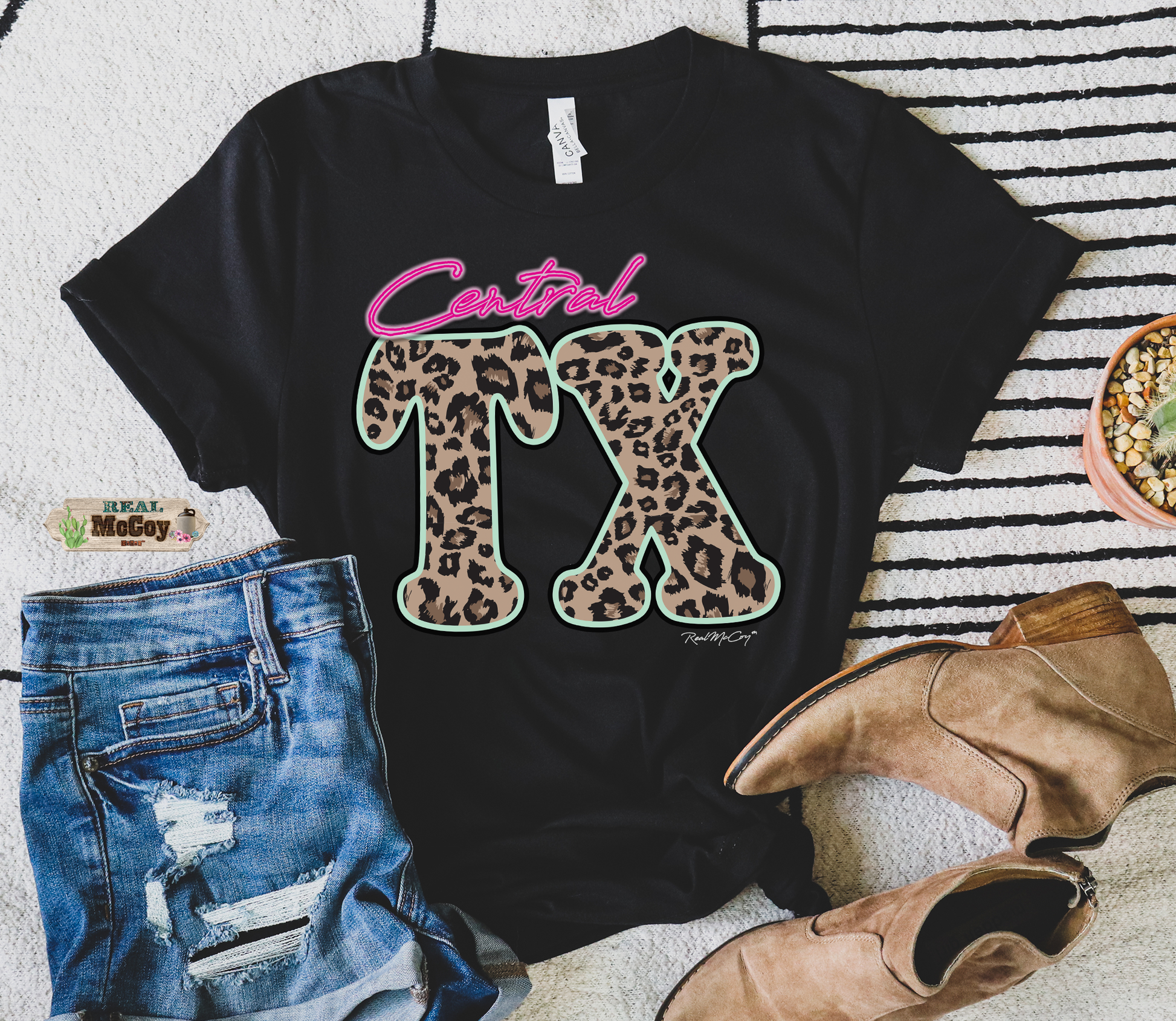 Leopard & Neon State Abbreviation Tee