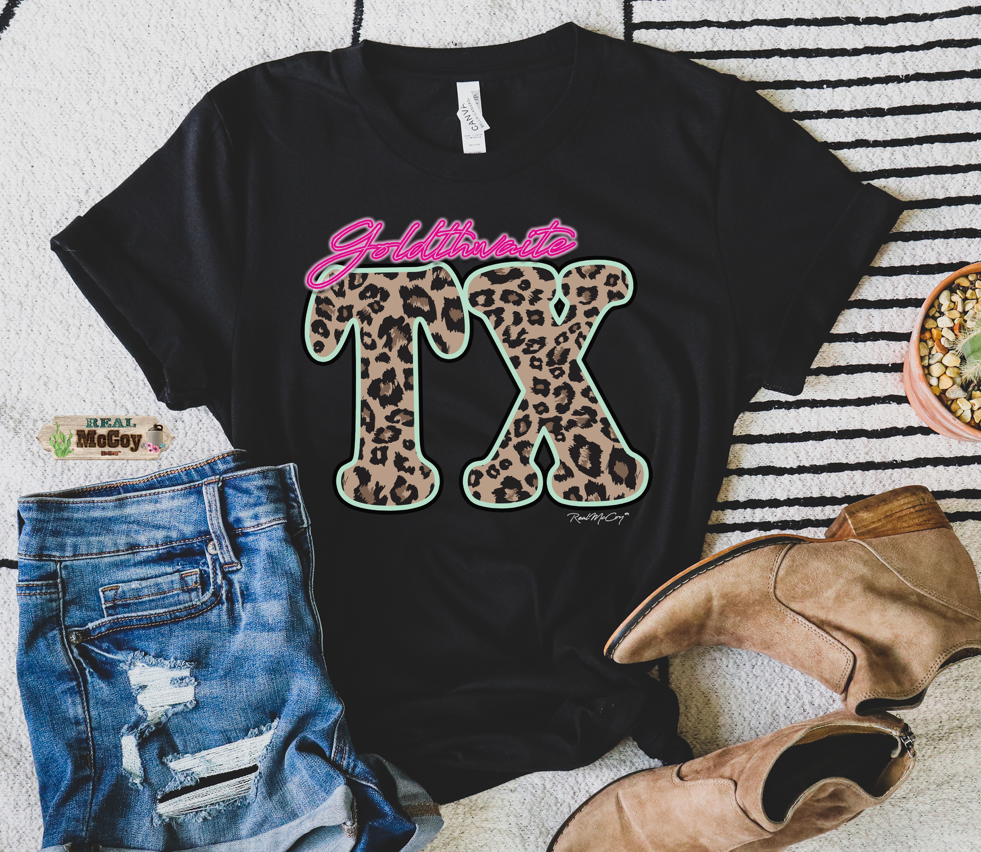 Leopard & Neon State Abbreviation Tee