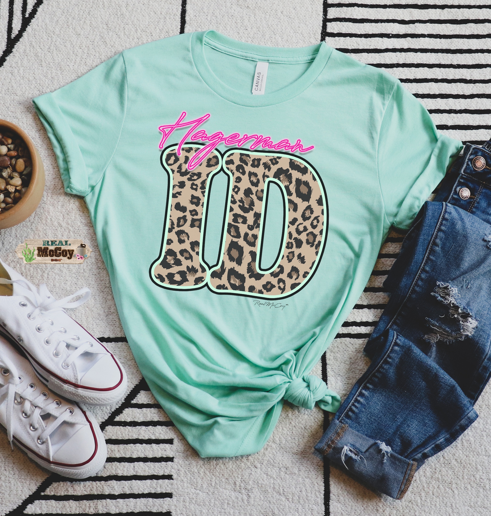 Leopard & Neon State Abbreviation Tee