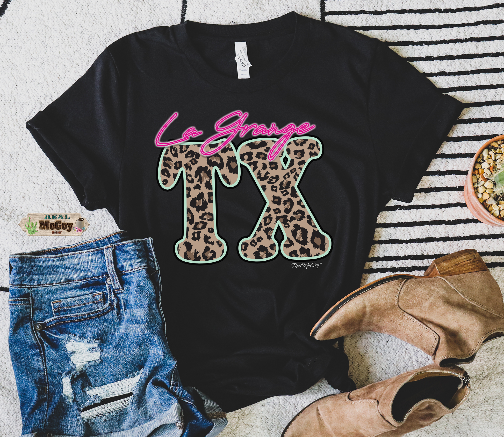 Leopard & Neon State Abbreviation Tee