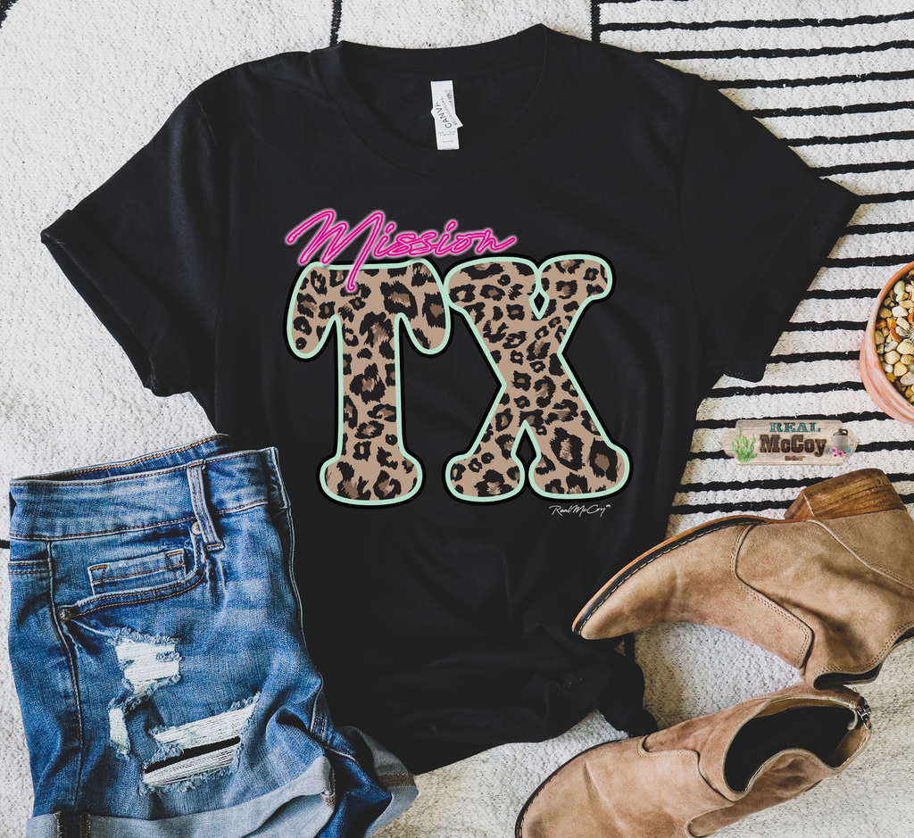 Leopard & Neon State Abbreviation Tee