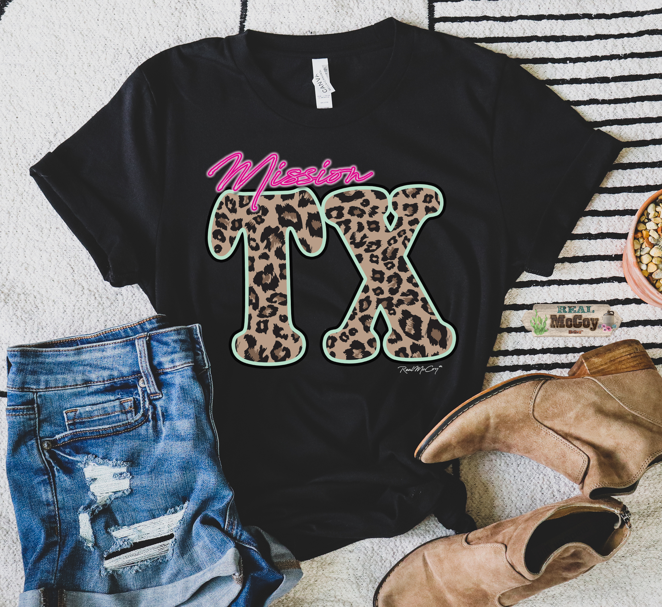 Leopard & Neon State Abbreviation Tee