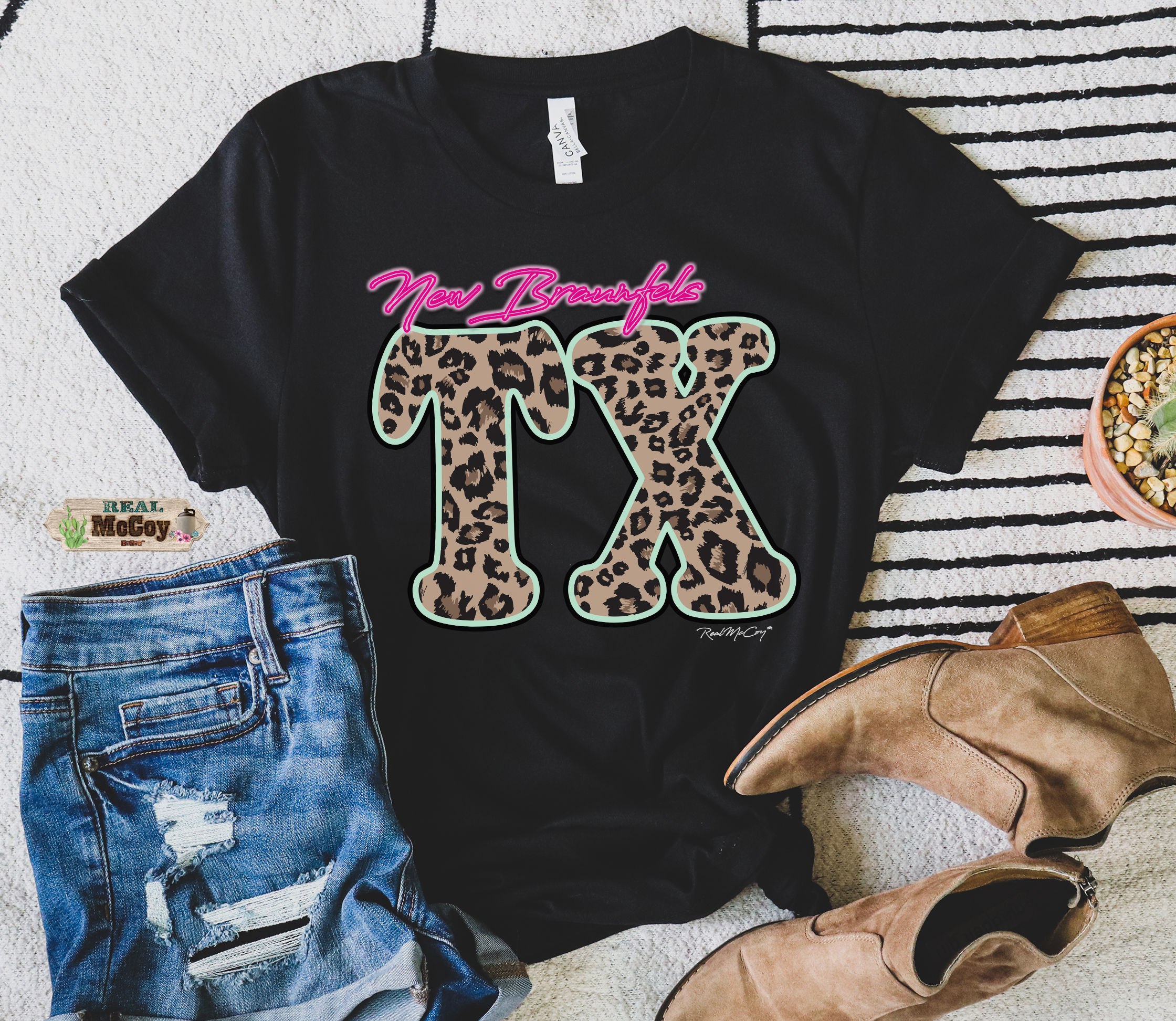 Leopard & Neon State Abbreviation Tee