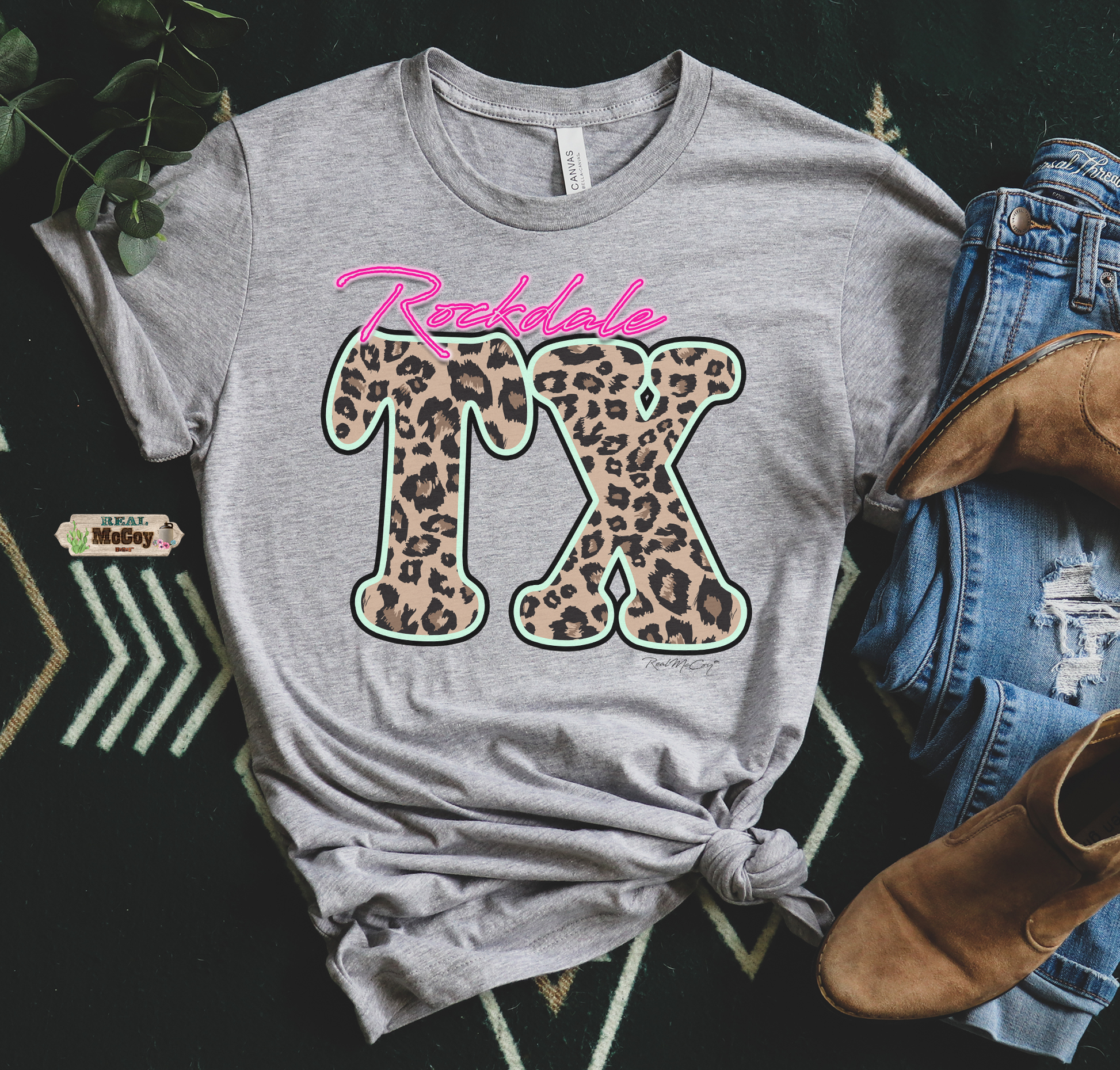Leopard & Neon State Abbreviation Tee