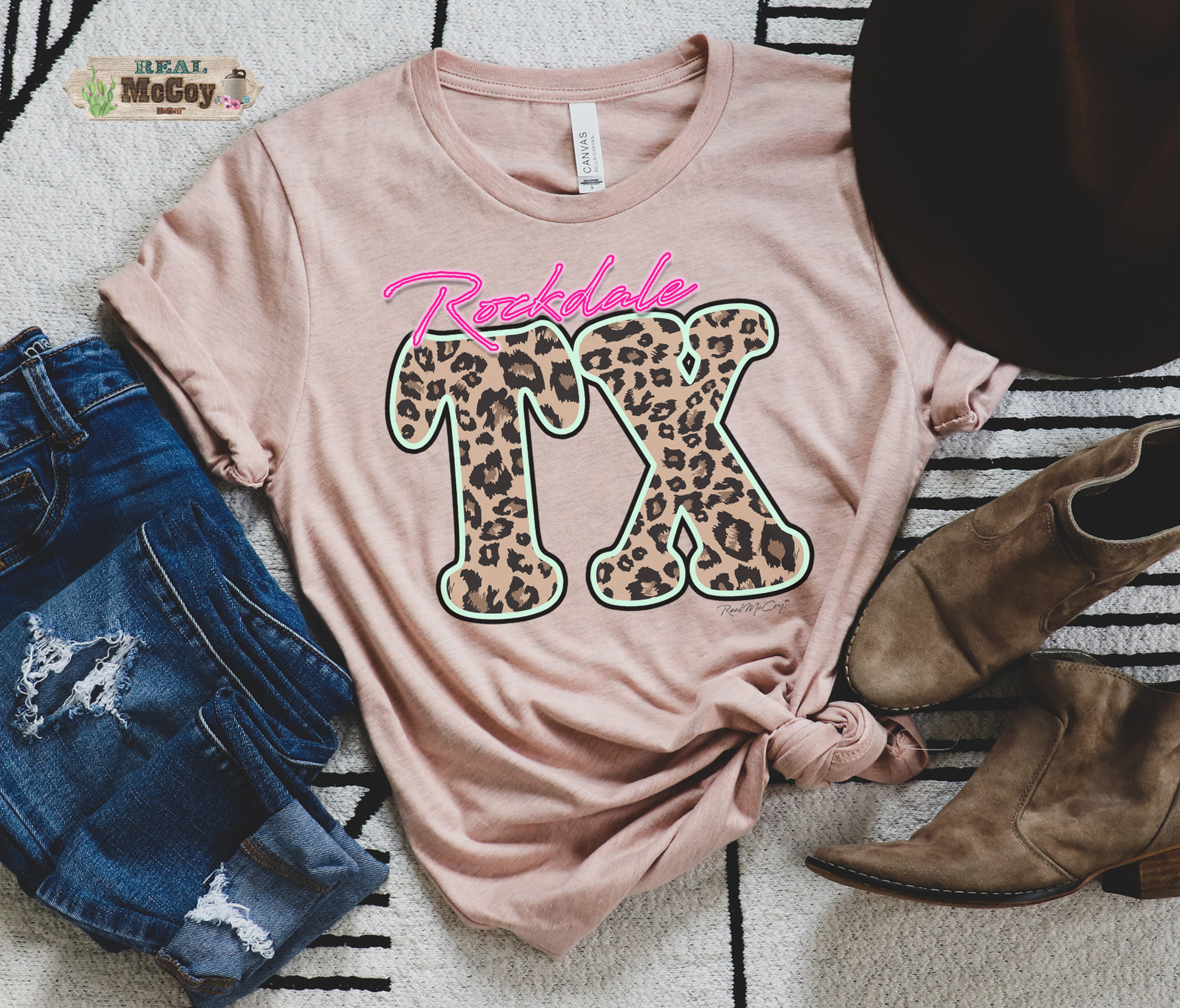 Leopard & Neon State Abbreviation Tee