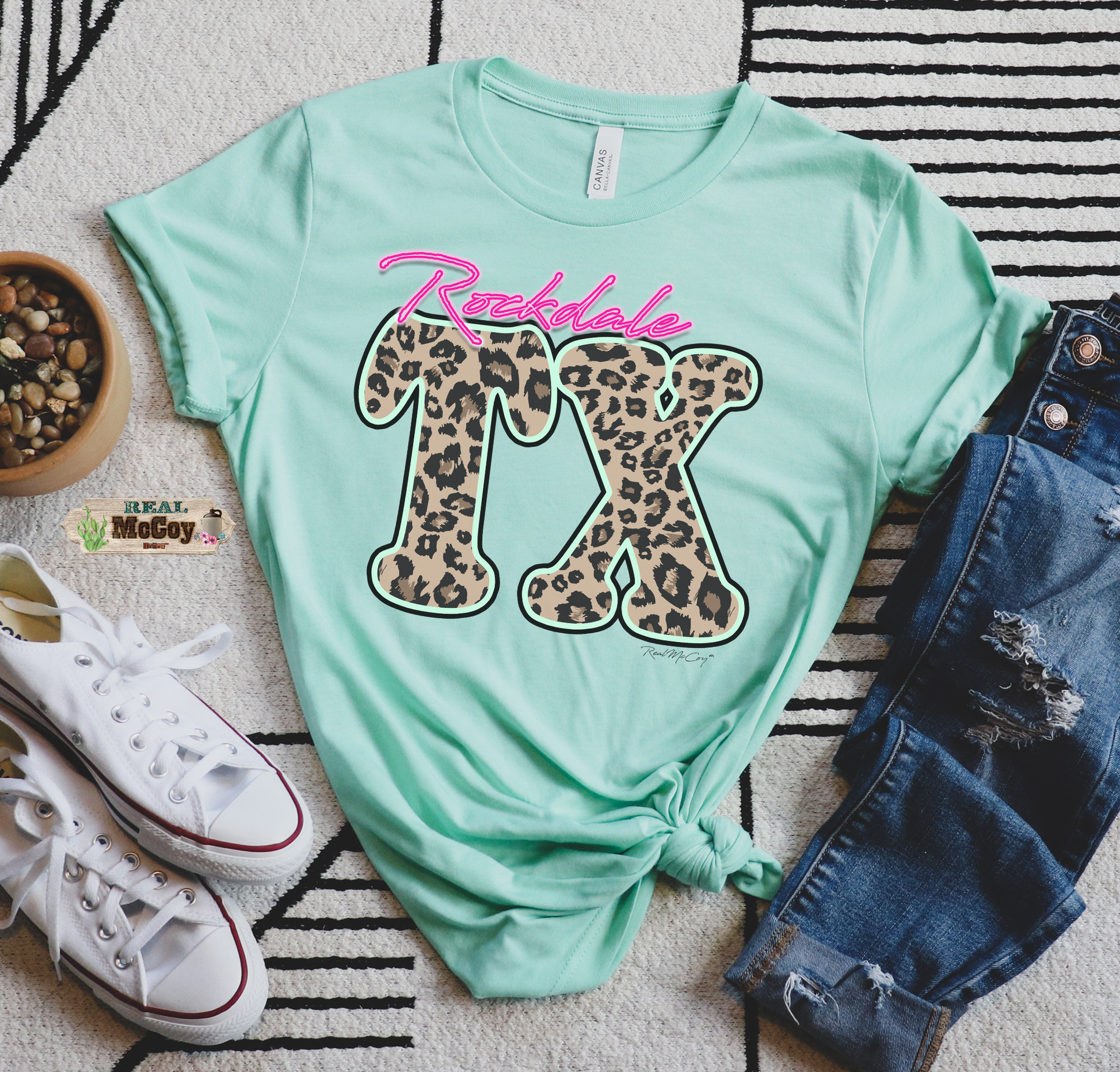 Leopard & Neon State Abbreviation Tee