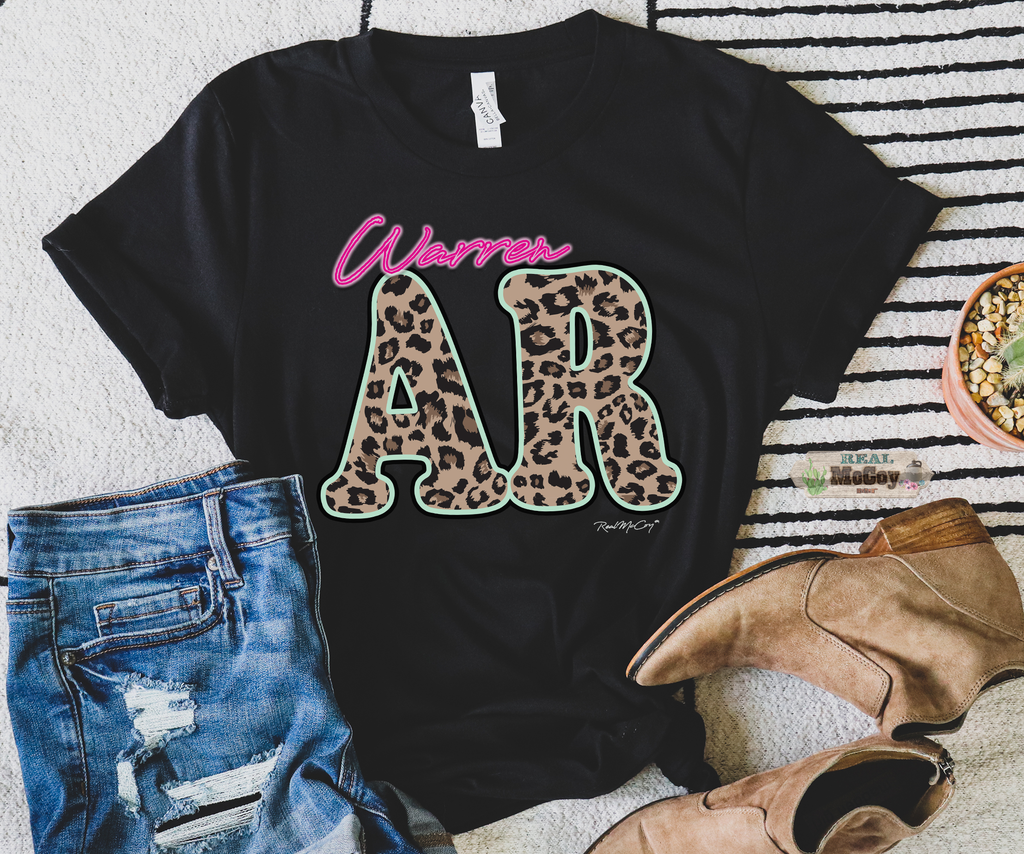 Leopard & Neon State Abbreviation Tee