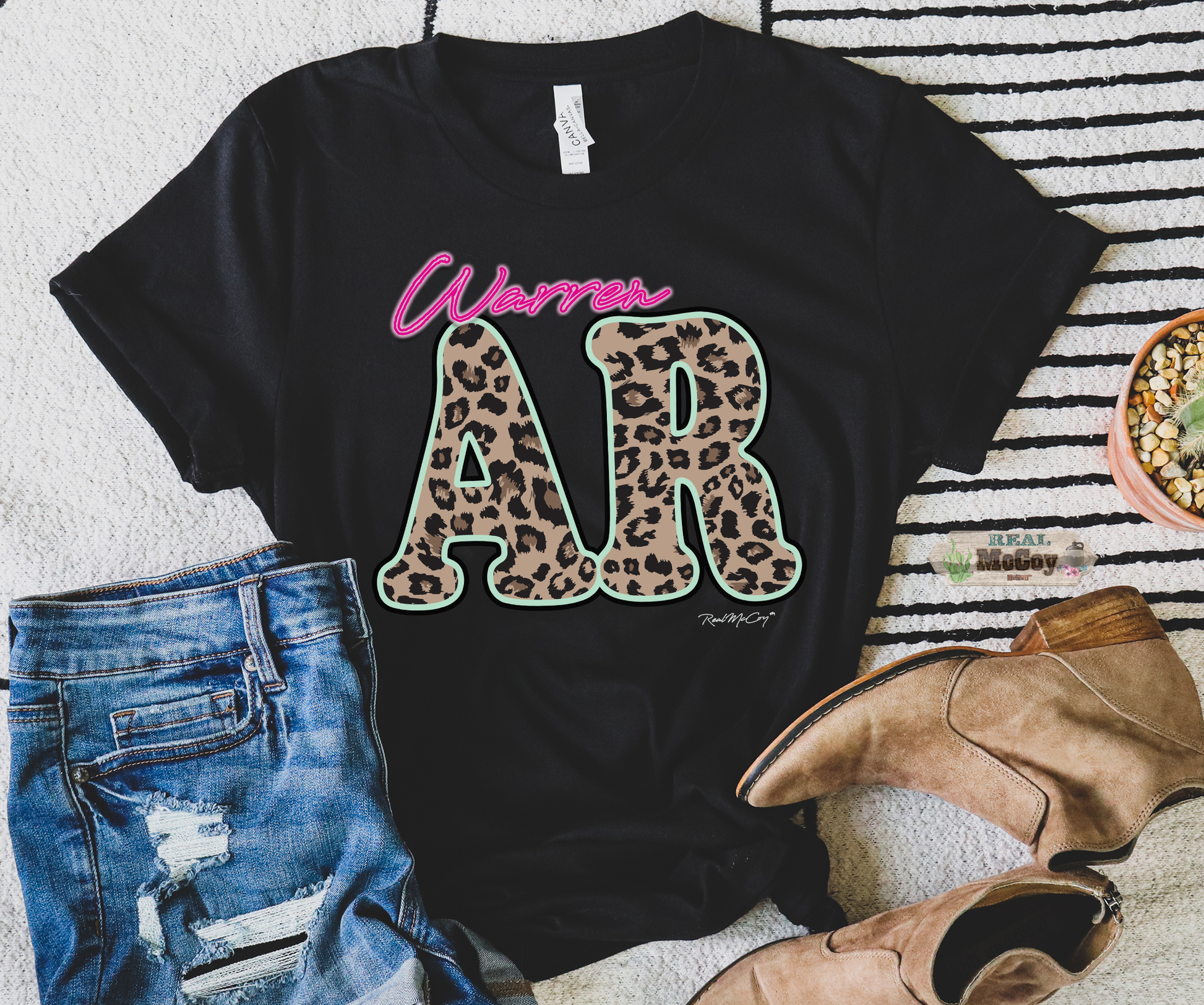 Leopard & Neon State Abbreviation Tee