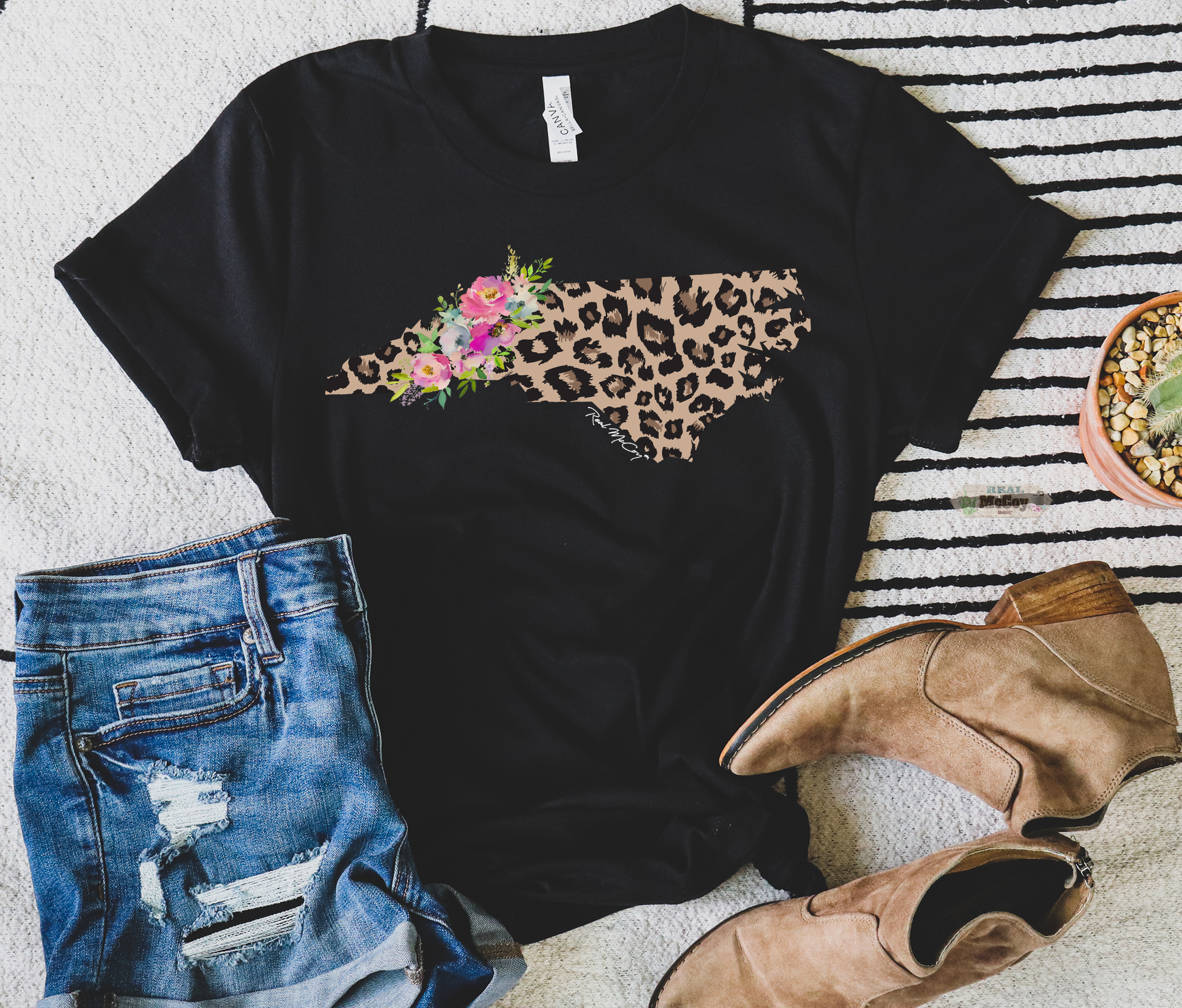 Leopard & Floral State Tee