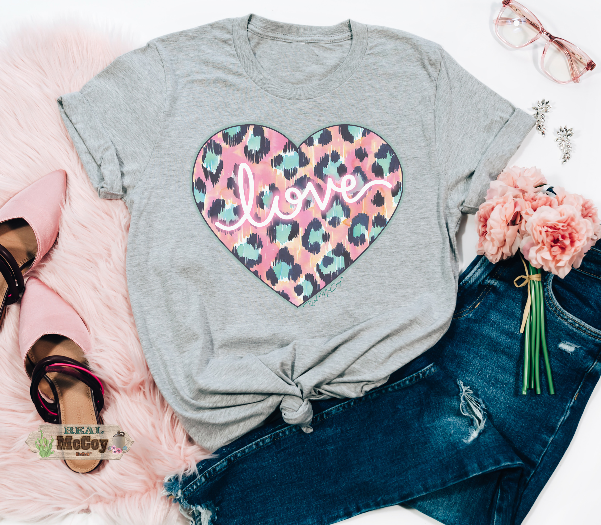 Love Cheetah Heart Tee