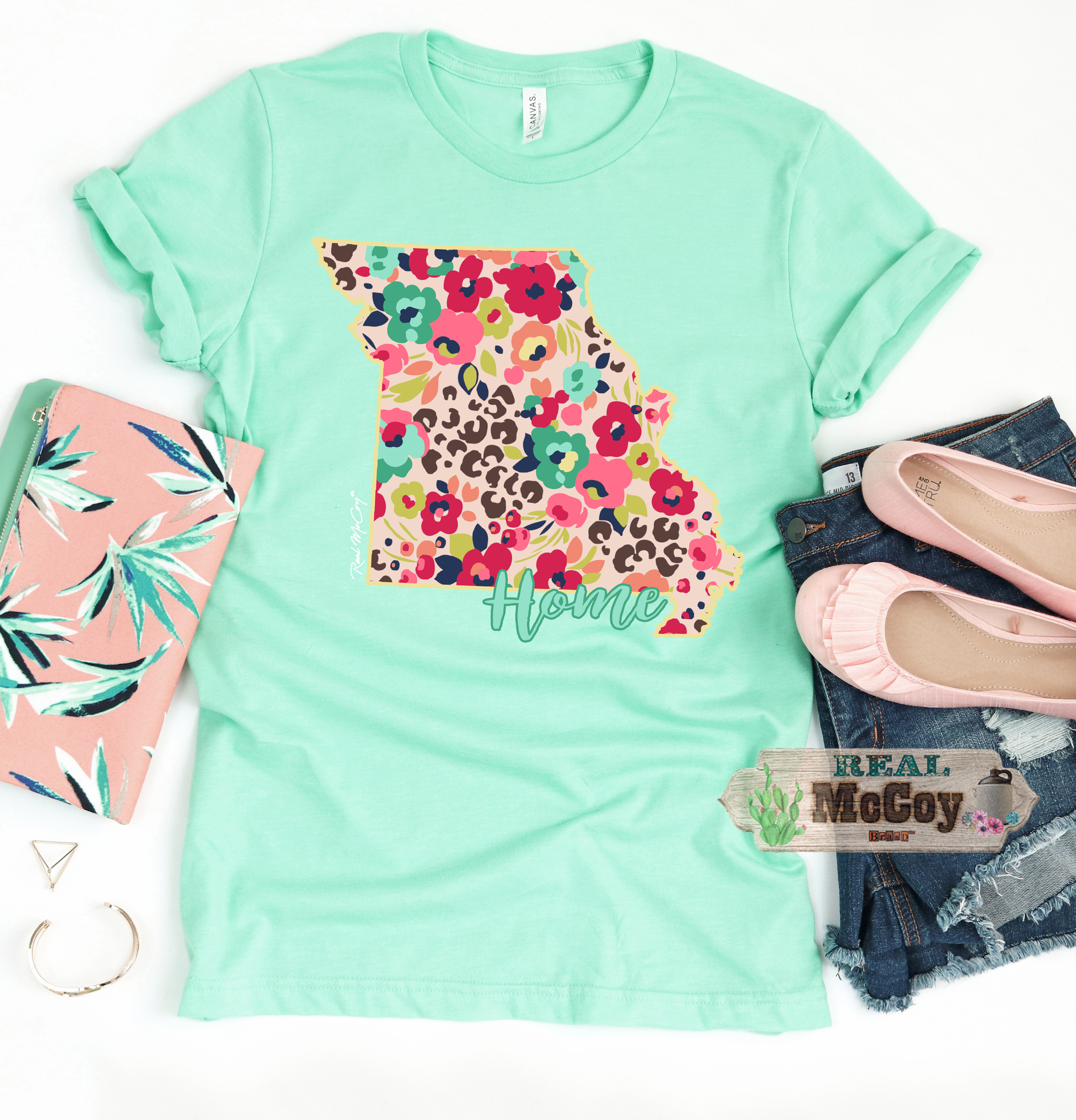 Floral Cheetah State Tee (Color & State Options)