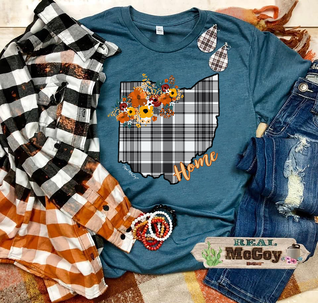Fall Plaid State Tee