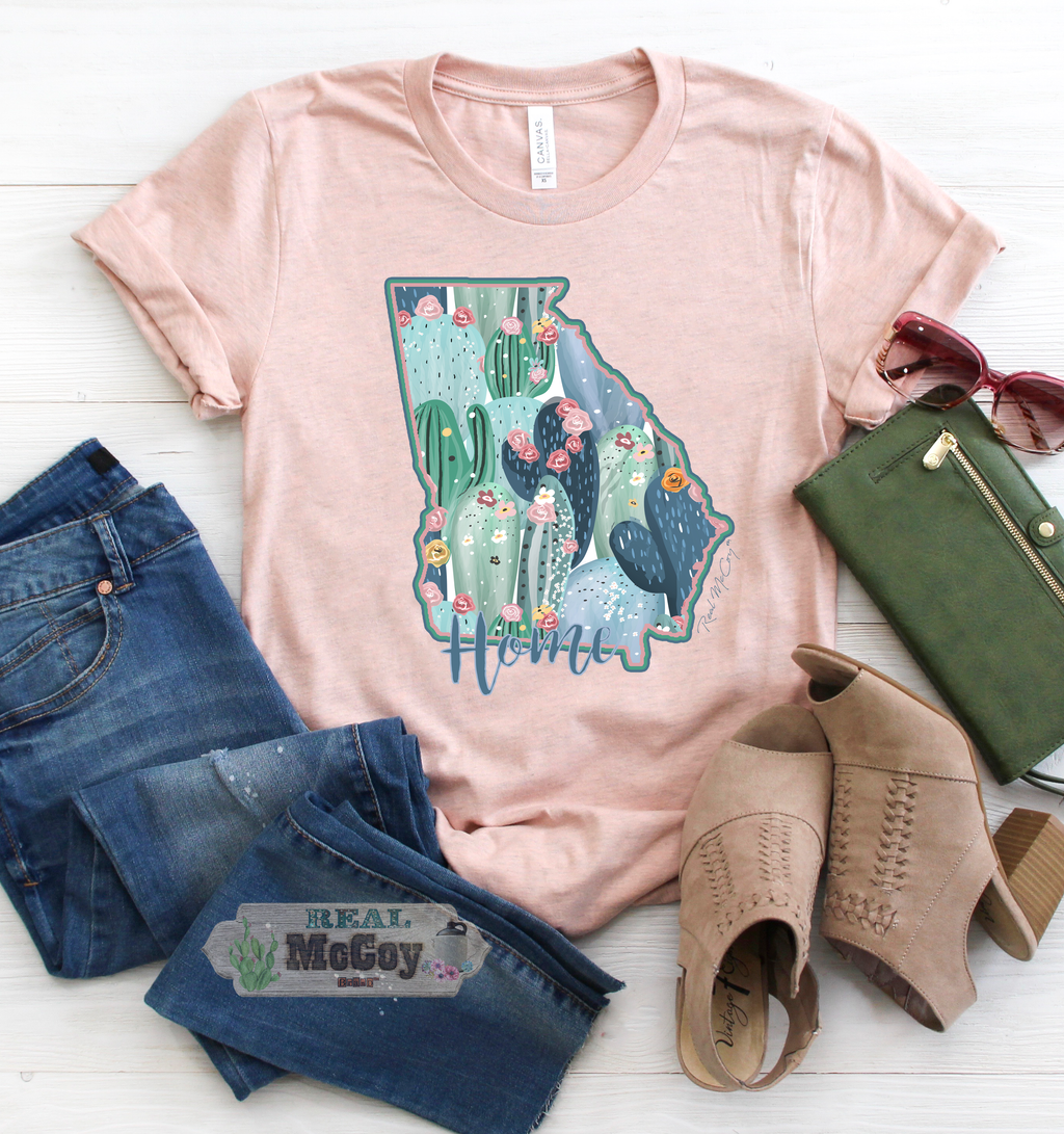 Pastel Cactus State Shape Tee