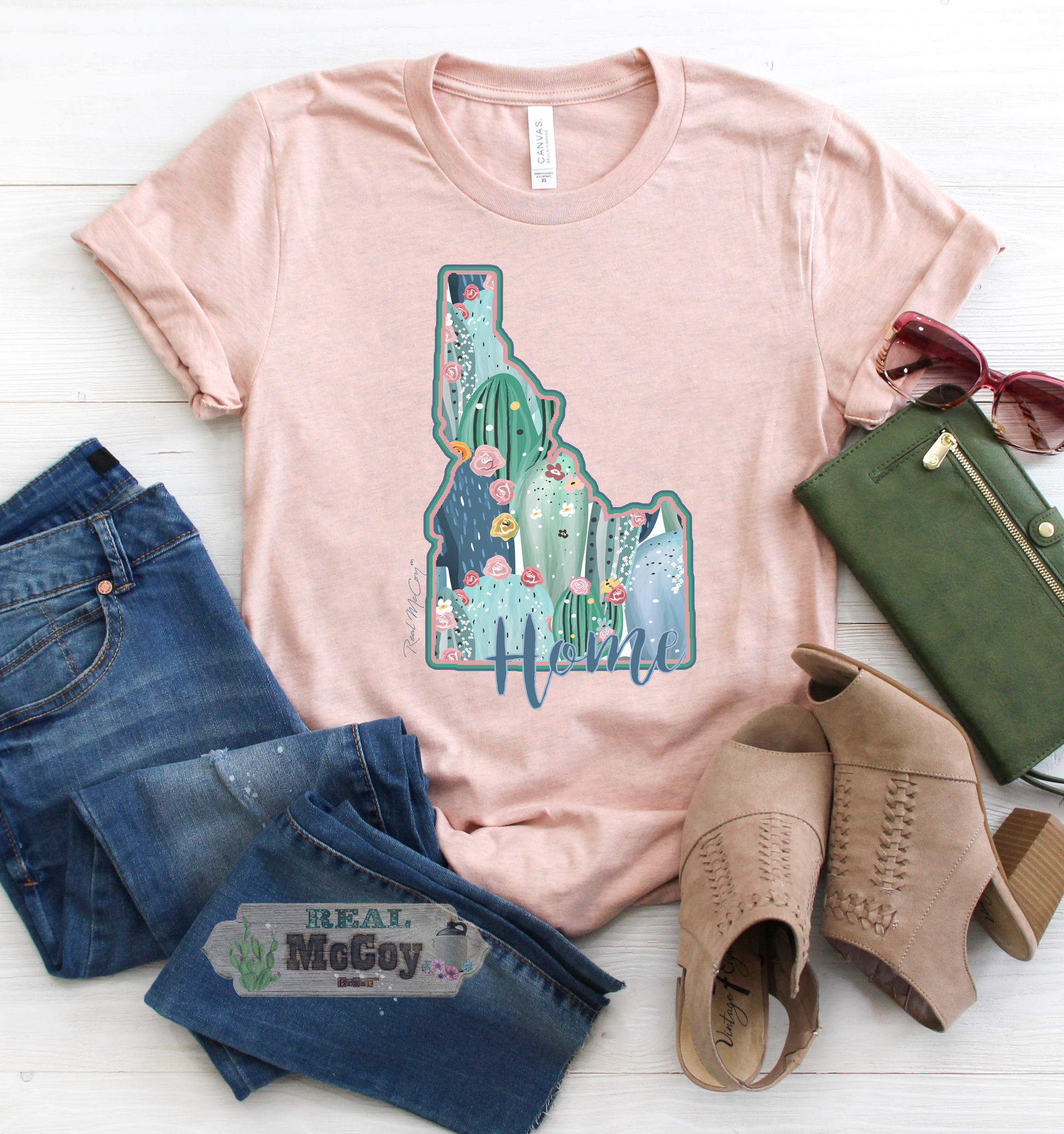 Pastel Cactus State Shape Tee