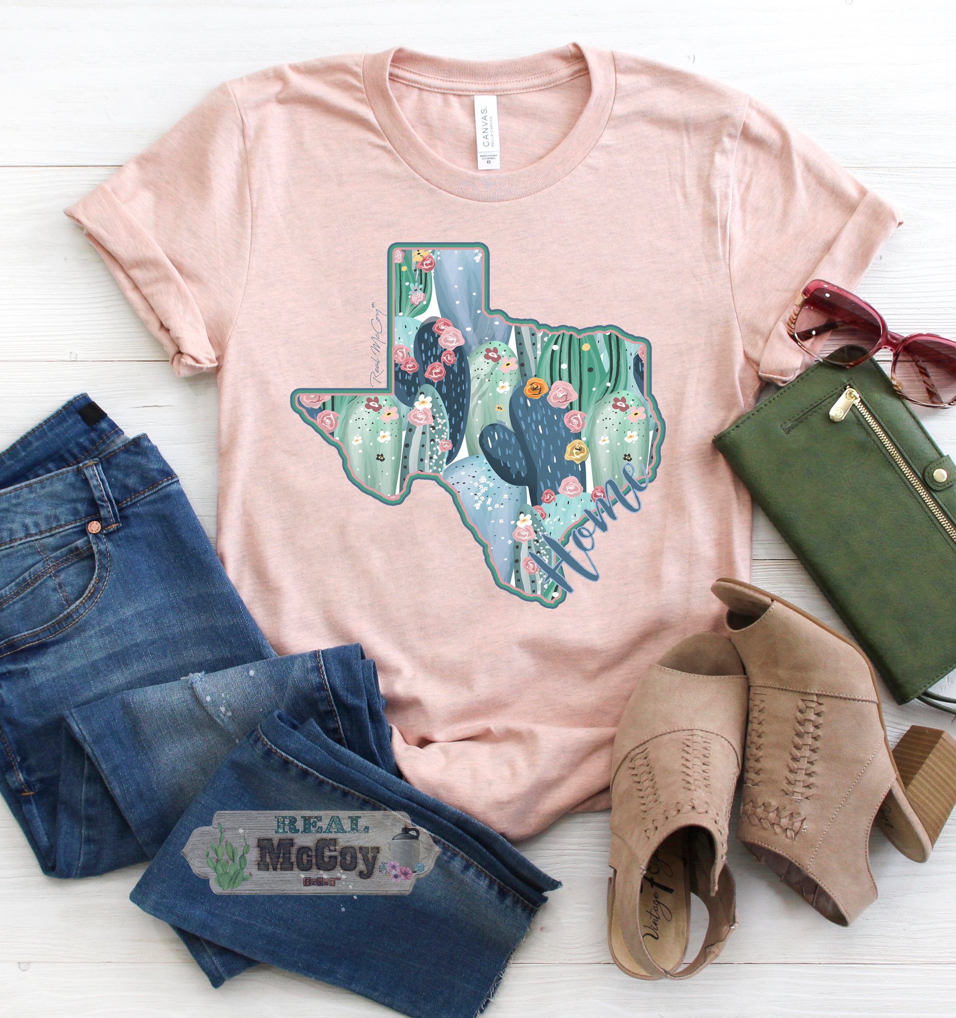 Pastel Cactus State Shape Tee