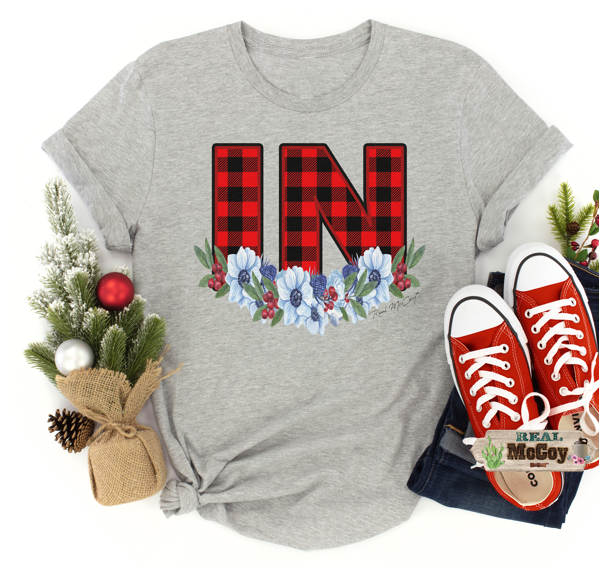 Winter Plaid State Abbreviation Tee