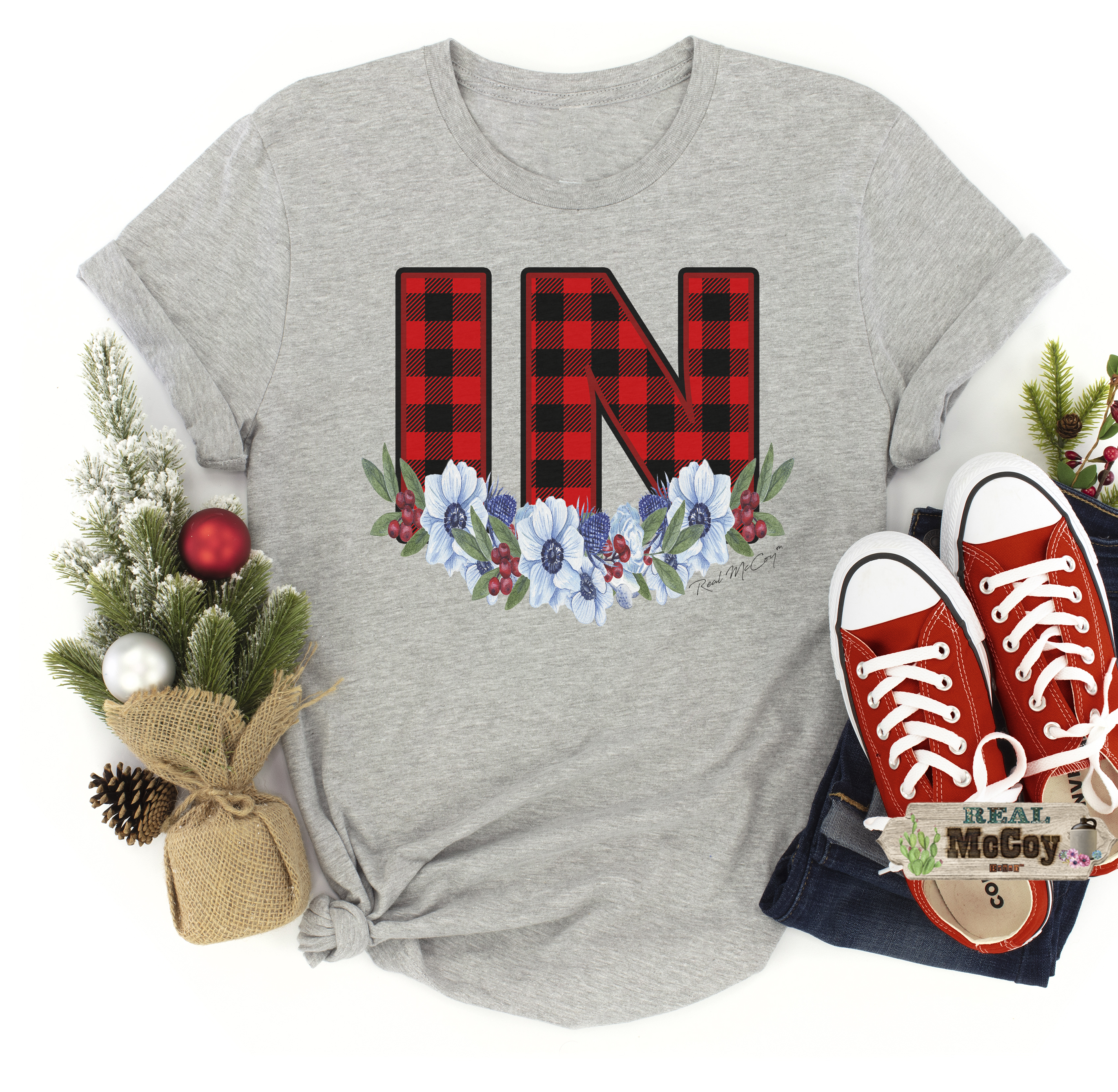 Winter Plaid State Abbreviation Tee